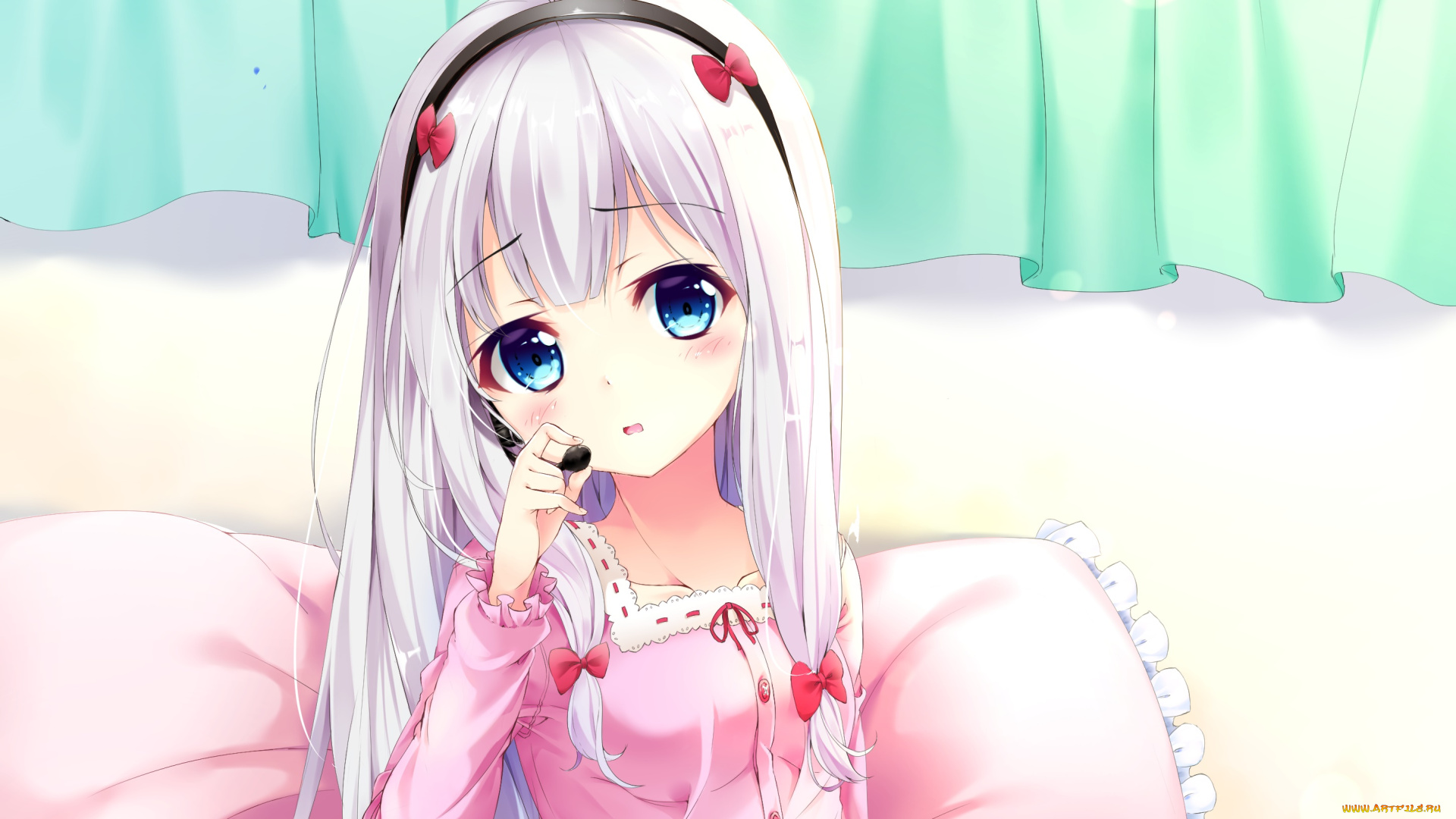 аниме, eromanga-sensei, взгляд, девушка, фон