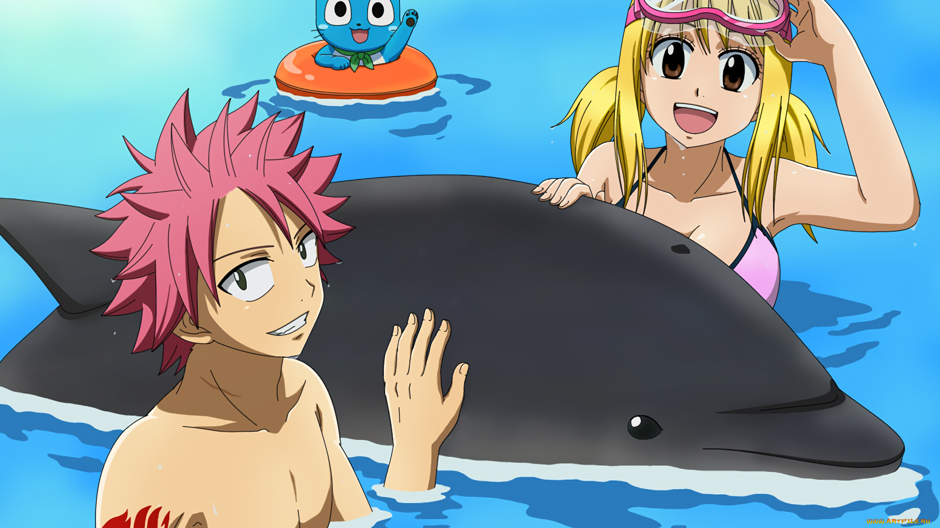 аниме, fairy, tail, хвост, феи, люси, нацу, хеппи