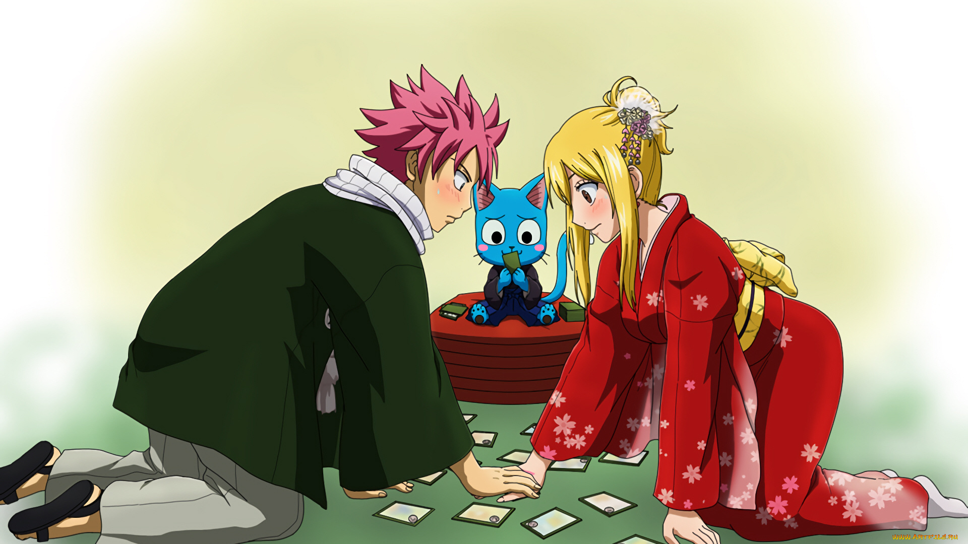 аниме, fairy, tail, хвост, феи, люси, нацу, хеппи