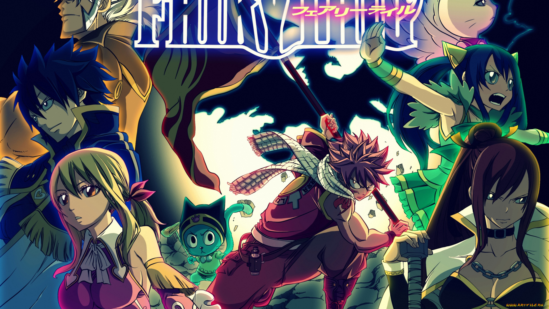 аниме, fairy, tail, salamander, чародей, natsu, lucy, дракон, scarlet, erza, wendy, dragon, dragneel, волшебник, маг, happy, gray, elfman