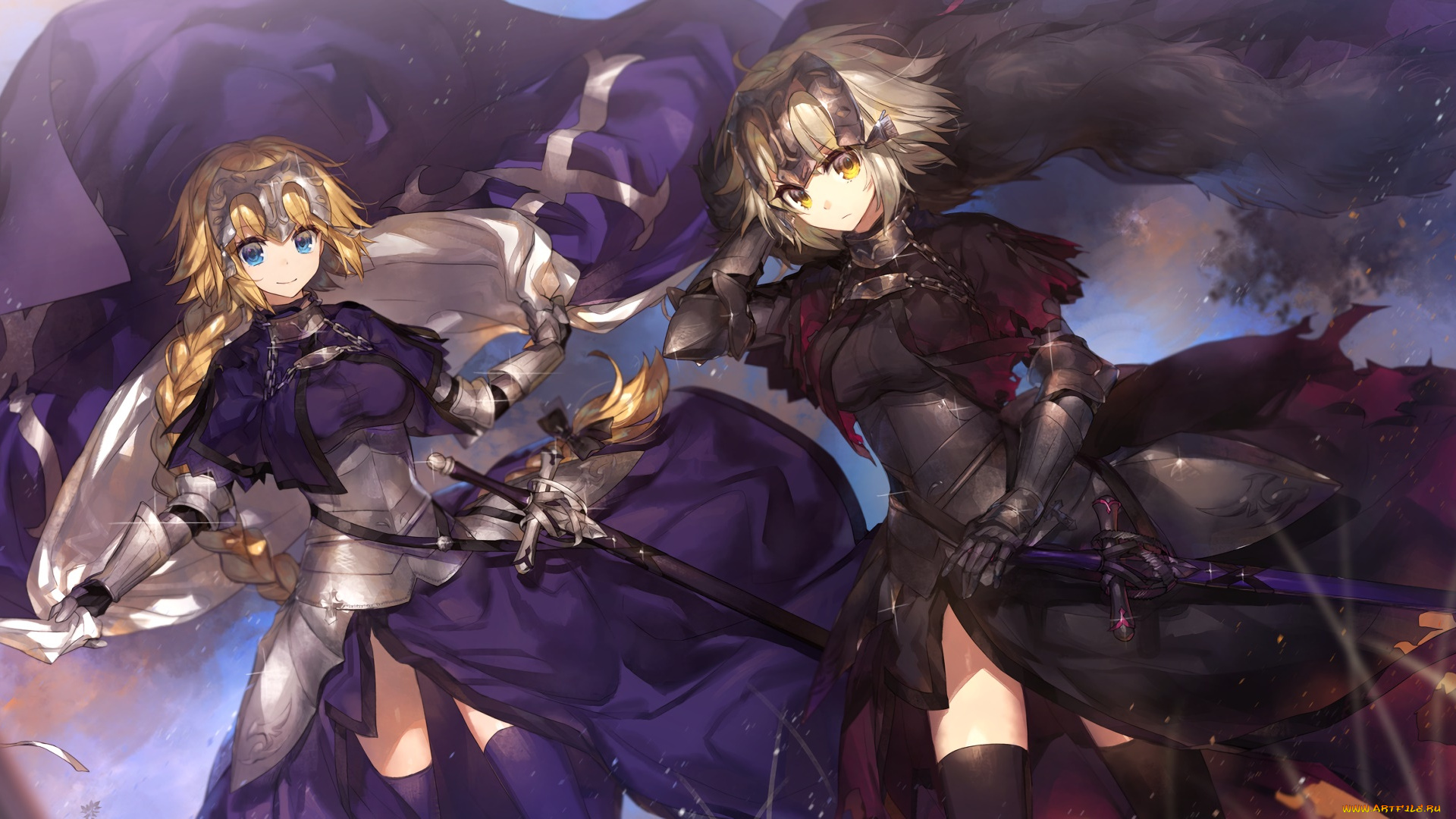 аниме, fate, stay, night, девушки, взгляд, фон