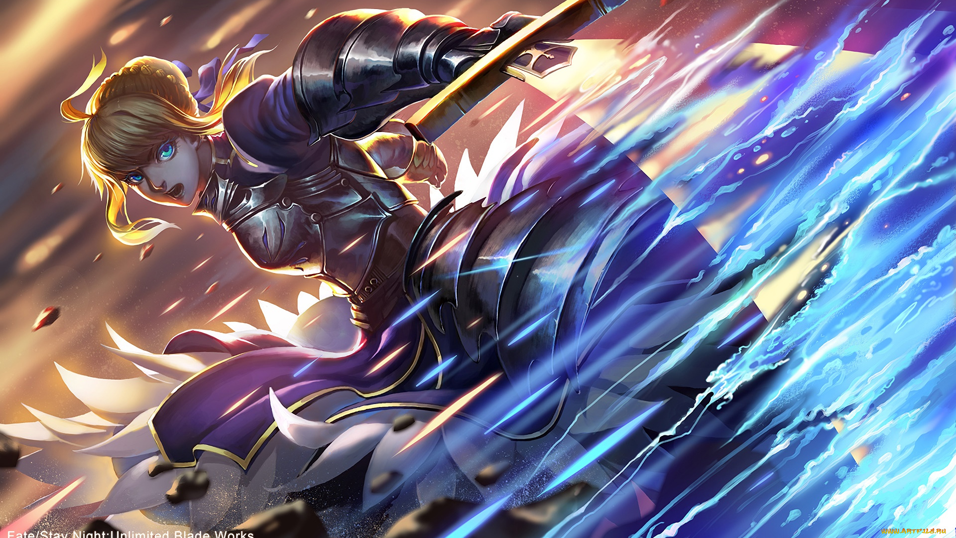 аниме, fate, stay, night, фон, девушка, взгляд