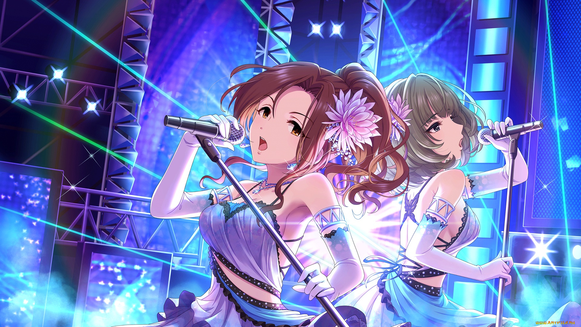 аниме, idolm@ster, фон, взгляд, девушки