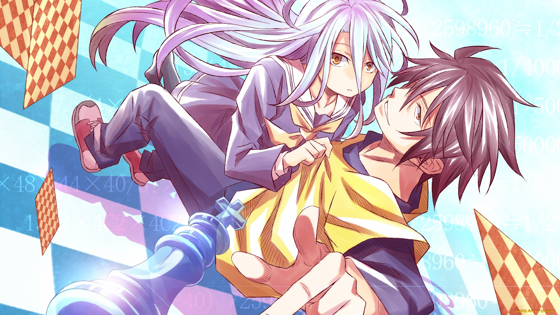 аниме, no, game, no, life, девушка, фон, взгляд