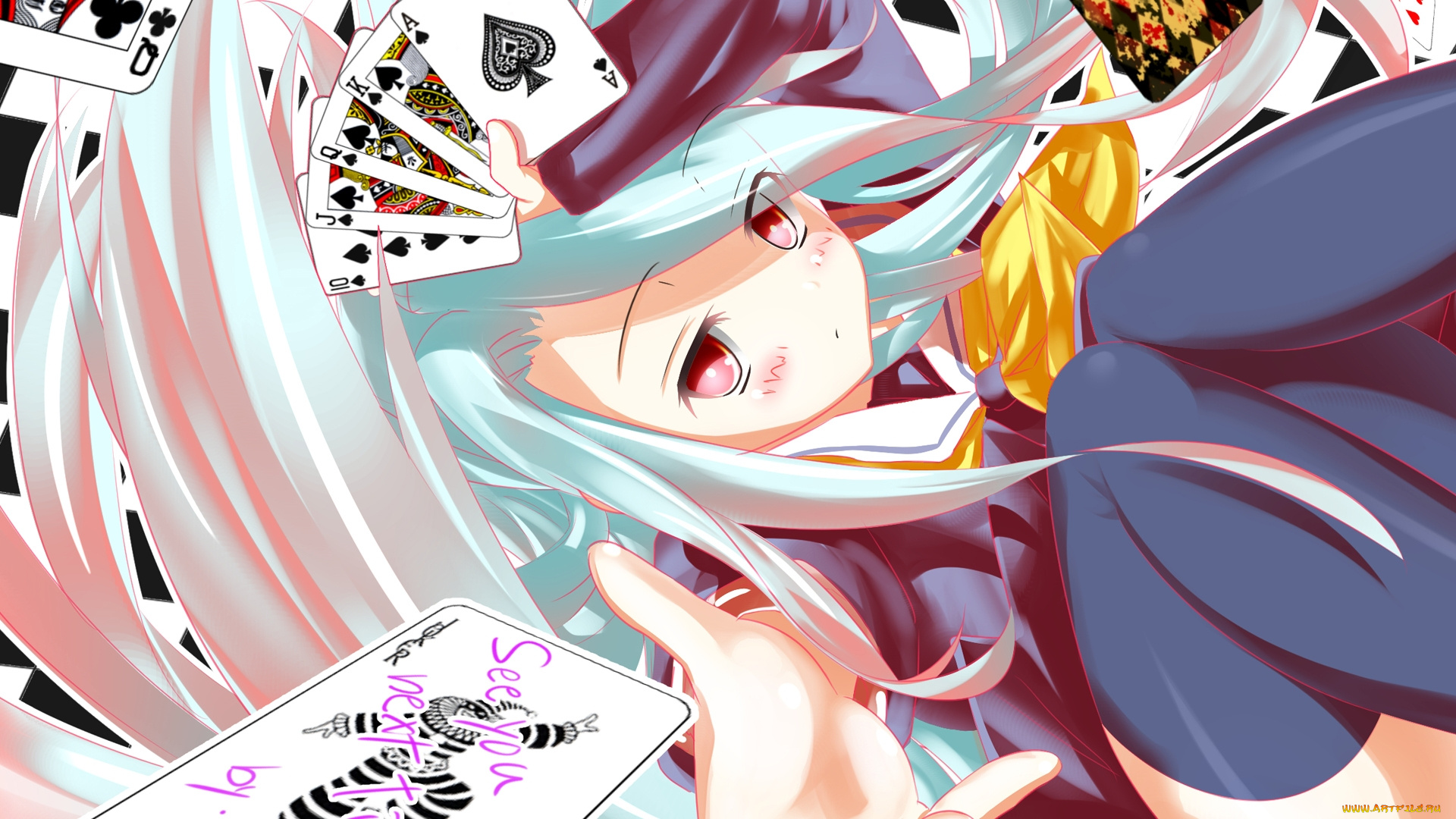 аниме, no, game, no, life, фон, девушка, взгляд