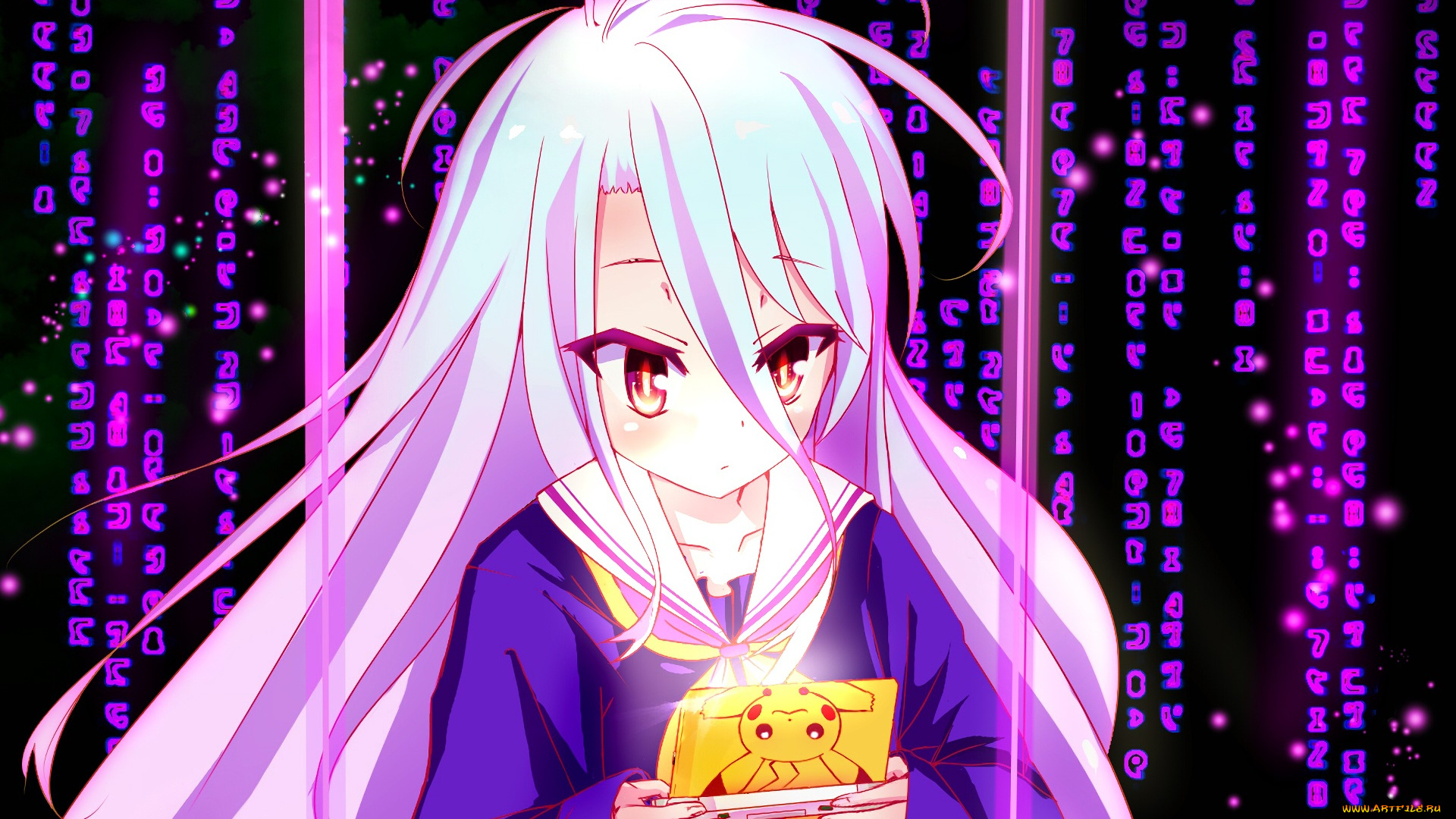 аниме, no, game, no, life, фон, взгляд, девушка