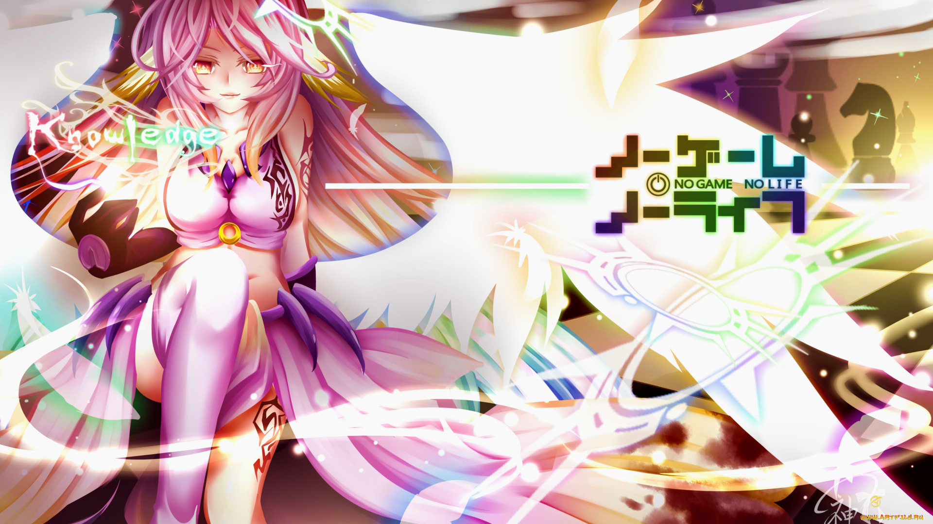 аниме, no, game, no, life, взгляд, девушка, фон