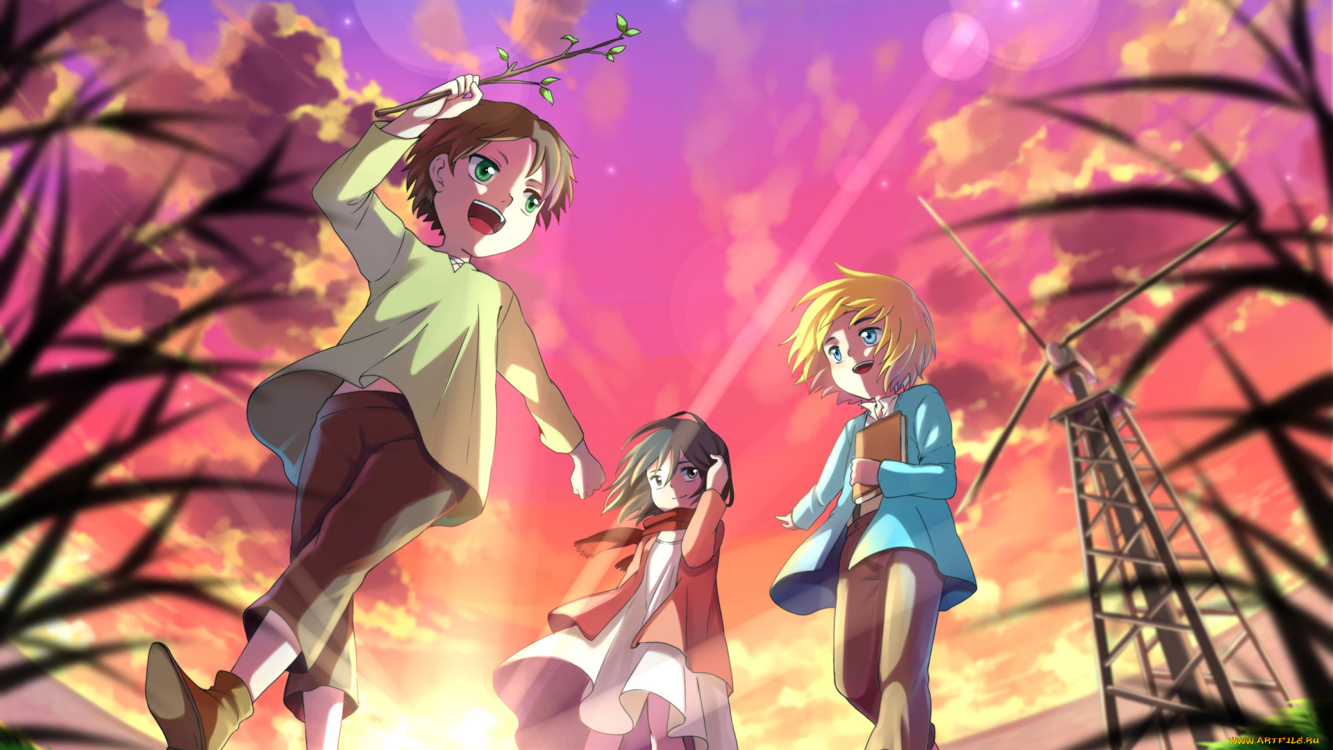 аниме, shingeki, no, kyojin, атака, титанов