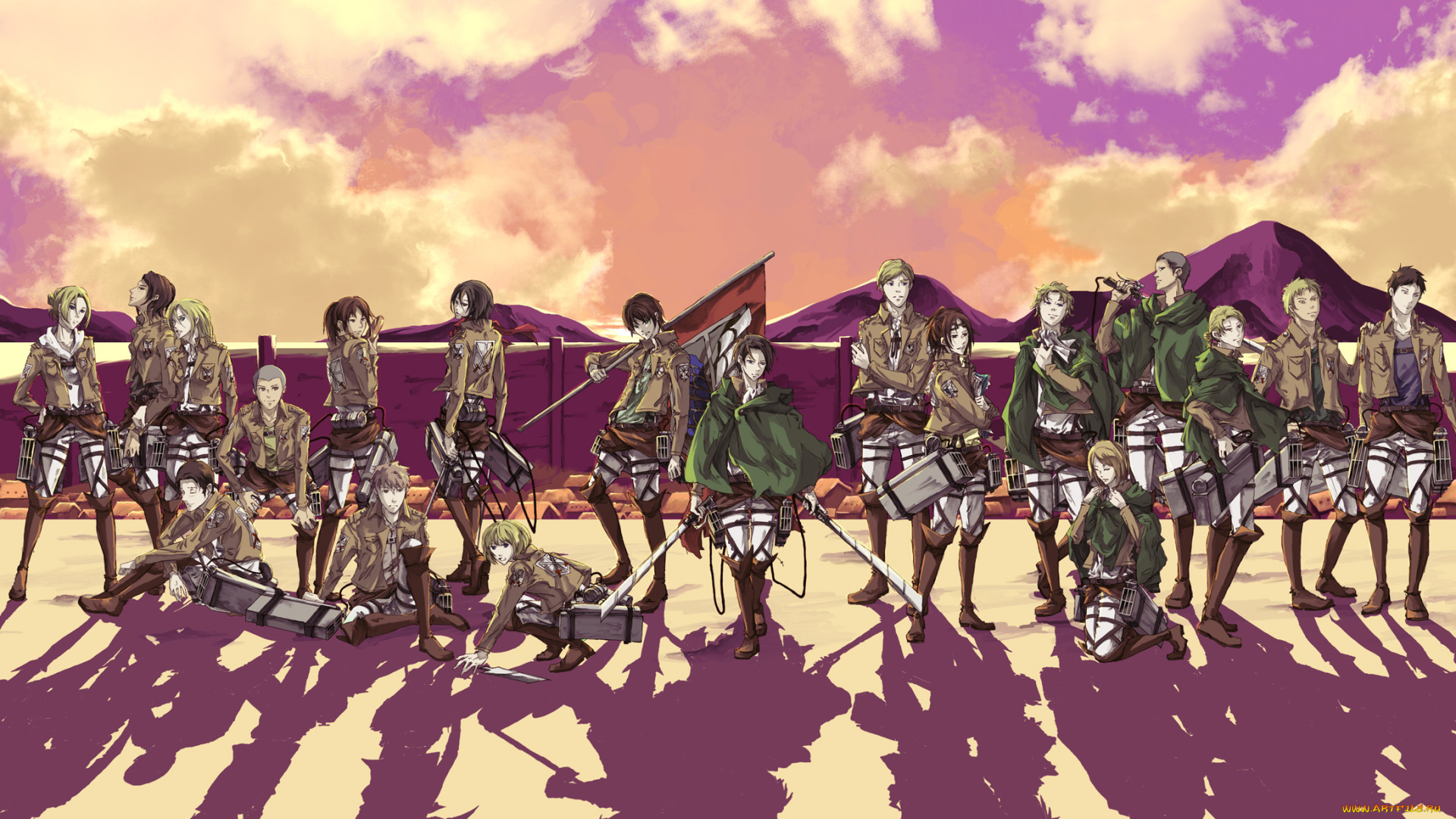 аниме, shingeki, no, kyojin, атака, титанов