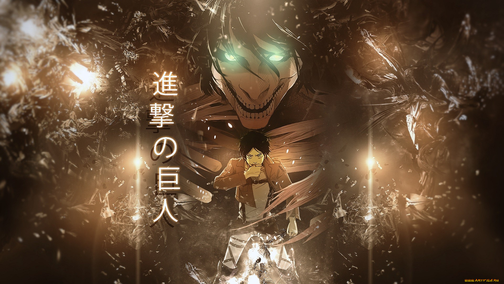 аниме, shingeki, no, kyojin, атака, титанов