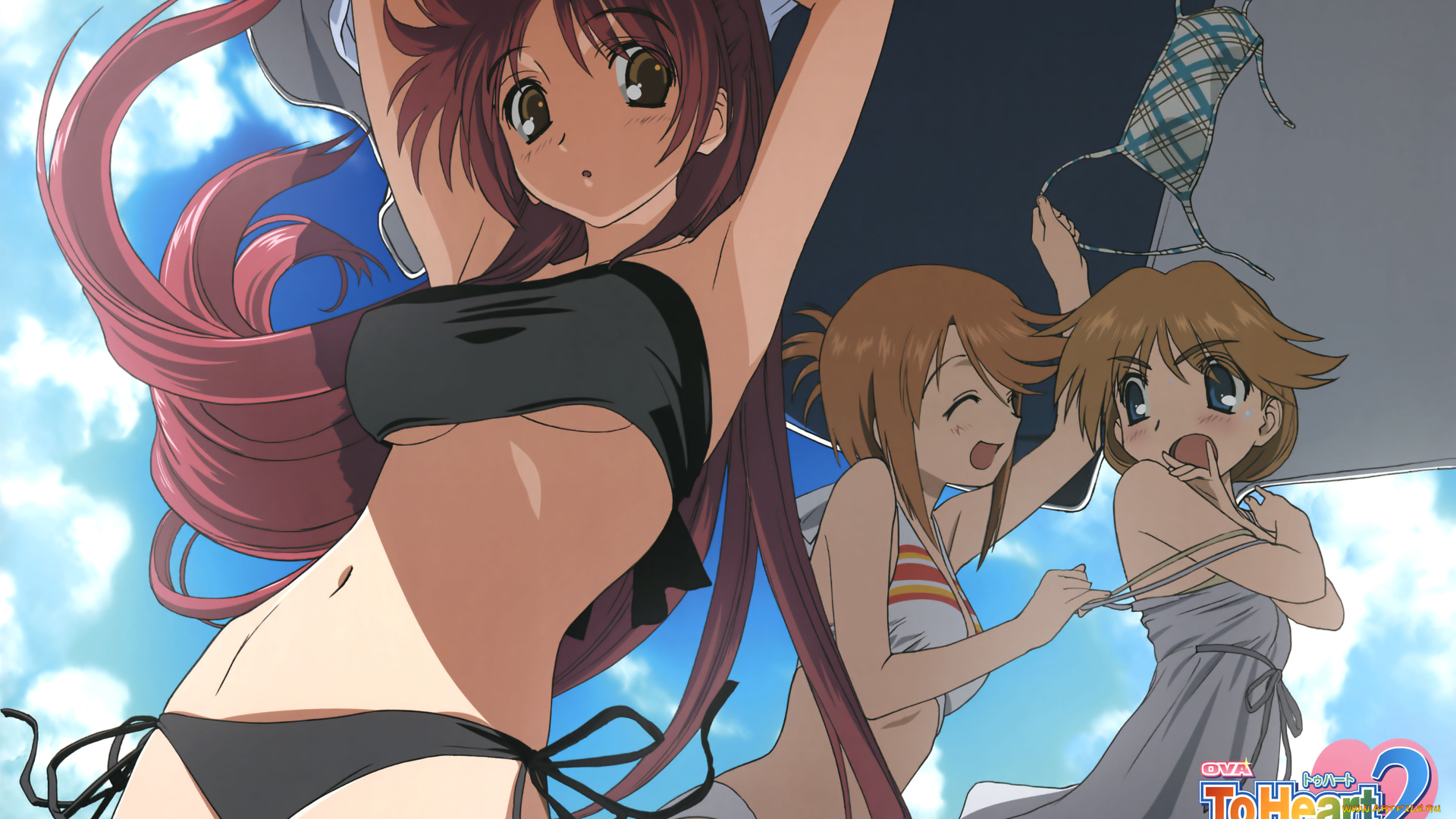 аниме, to, heart, купальники, девушки