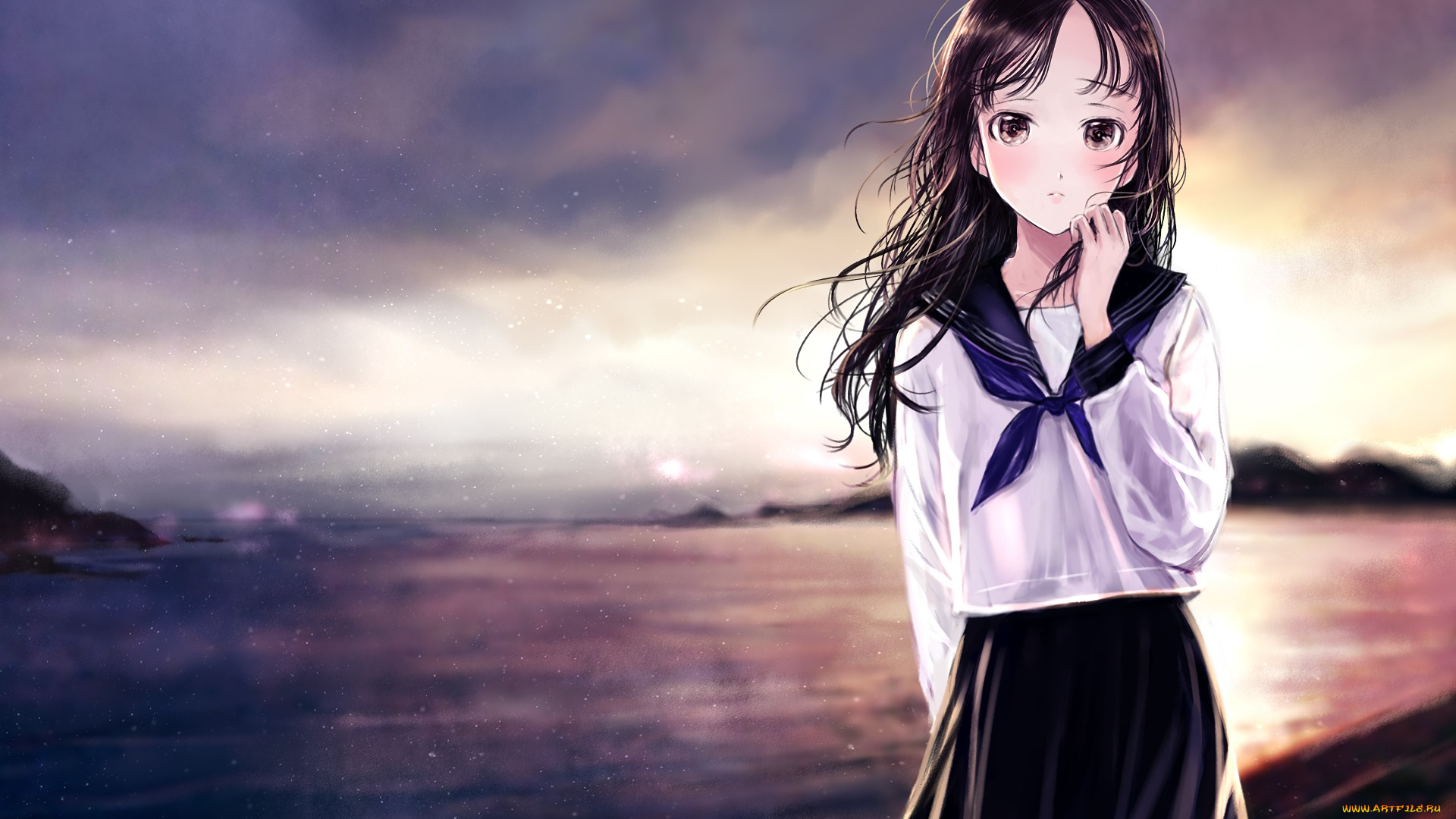 аниме, unknown, , другое, фон, взгляд, девушка