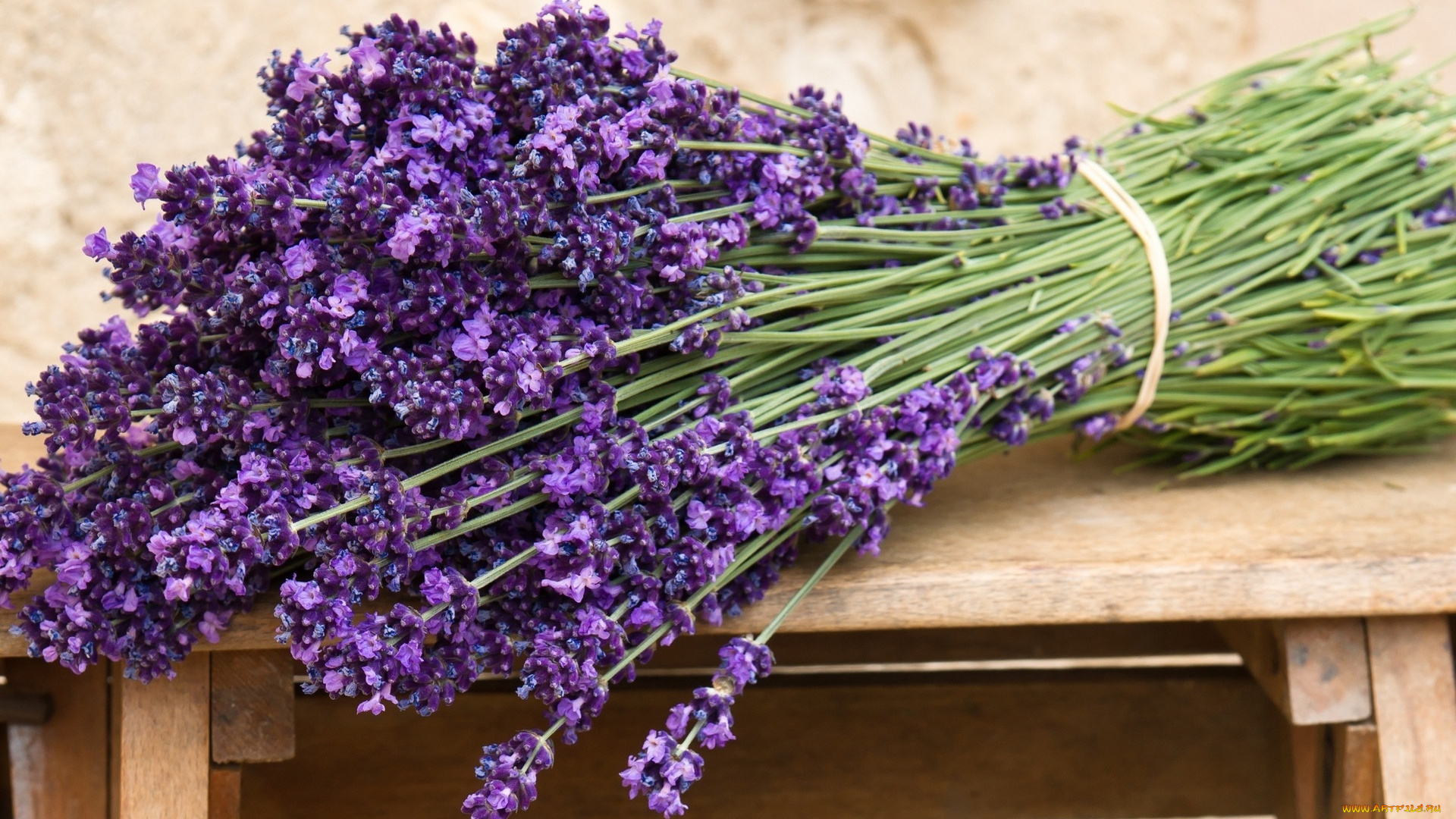 цветы, лаванда, букет, стол