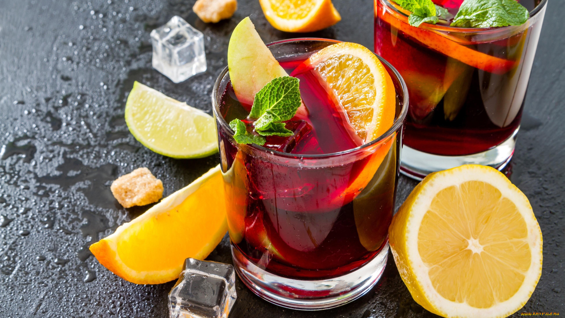 еда, напитки, мята, лед, апельсин, лимон