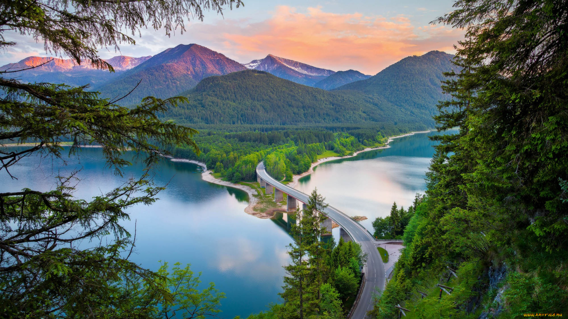 природа, дороги, дорога, лес, весна, лето, горы, мост