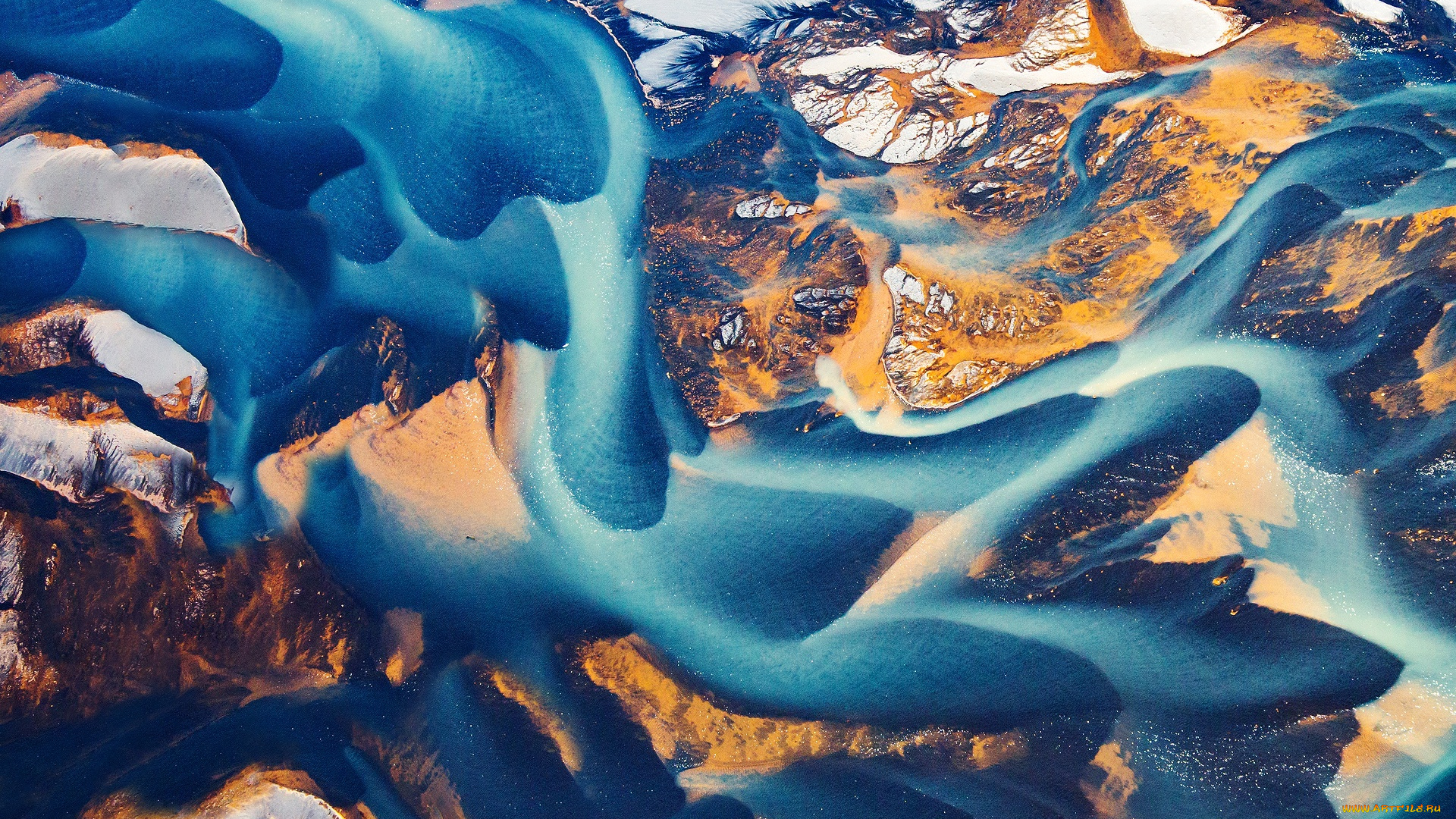 природа, другое, аэрофотосъёмка, песок, грязь, исландия, вид, сверху, потоки, реки