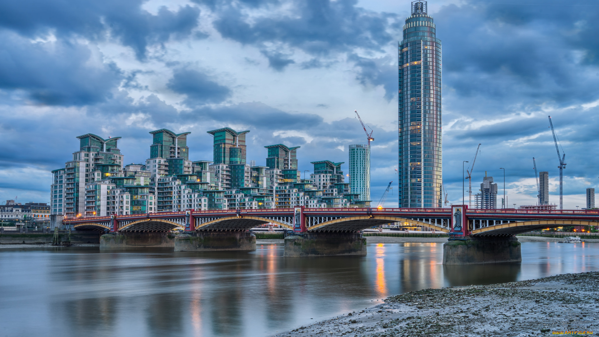 st, george, wharf, города, лондон, , великобритания, мост, высотки, река