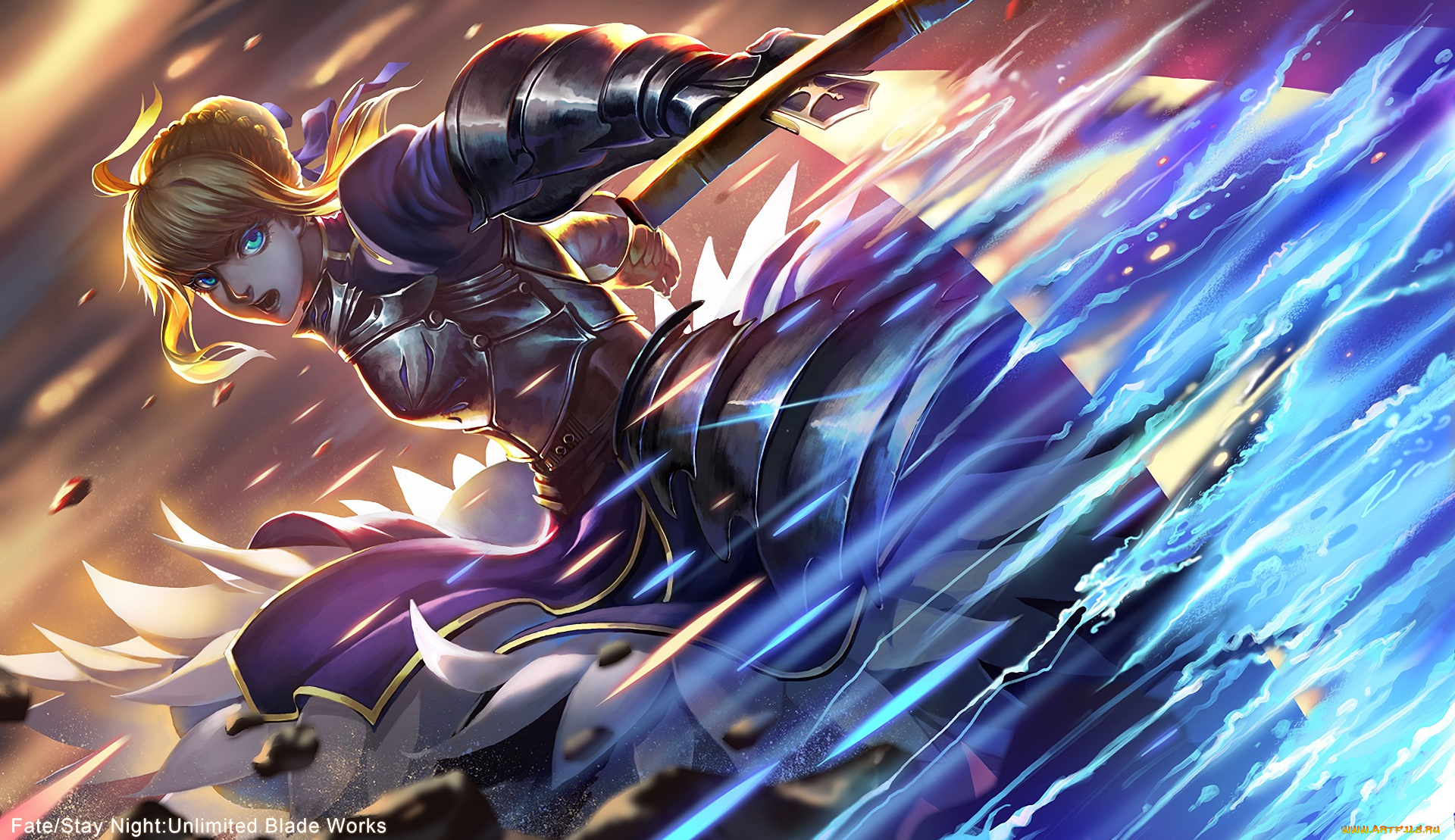 аниме, fate, stay, night, фон, девушка, взгляд