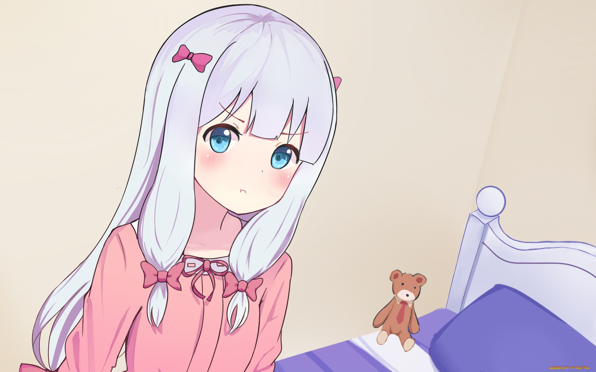 аниме, eromanga-sensei, взгляд, девушка, фон