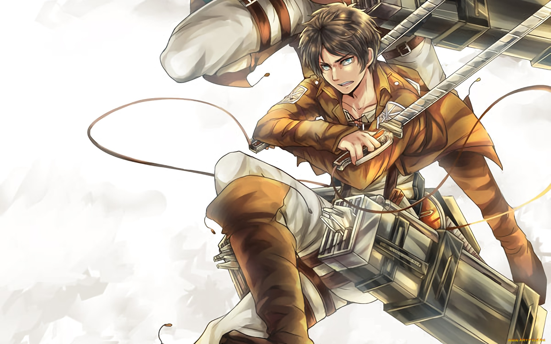 аниме, shingeki, no, kyojin, фон, взгляд, парень