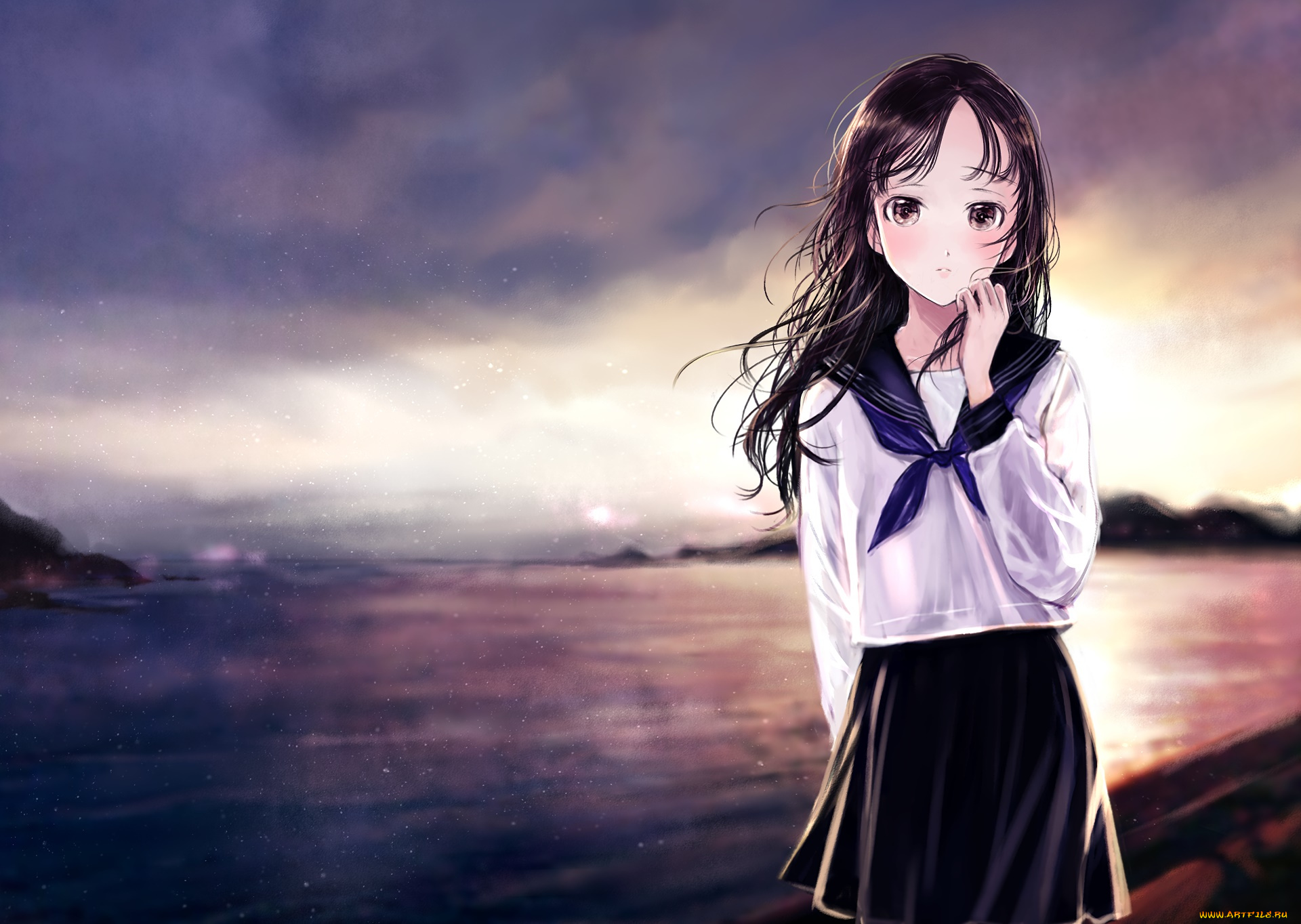 аниме, unknown, , другое, фон, взгляд, девушка