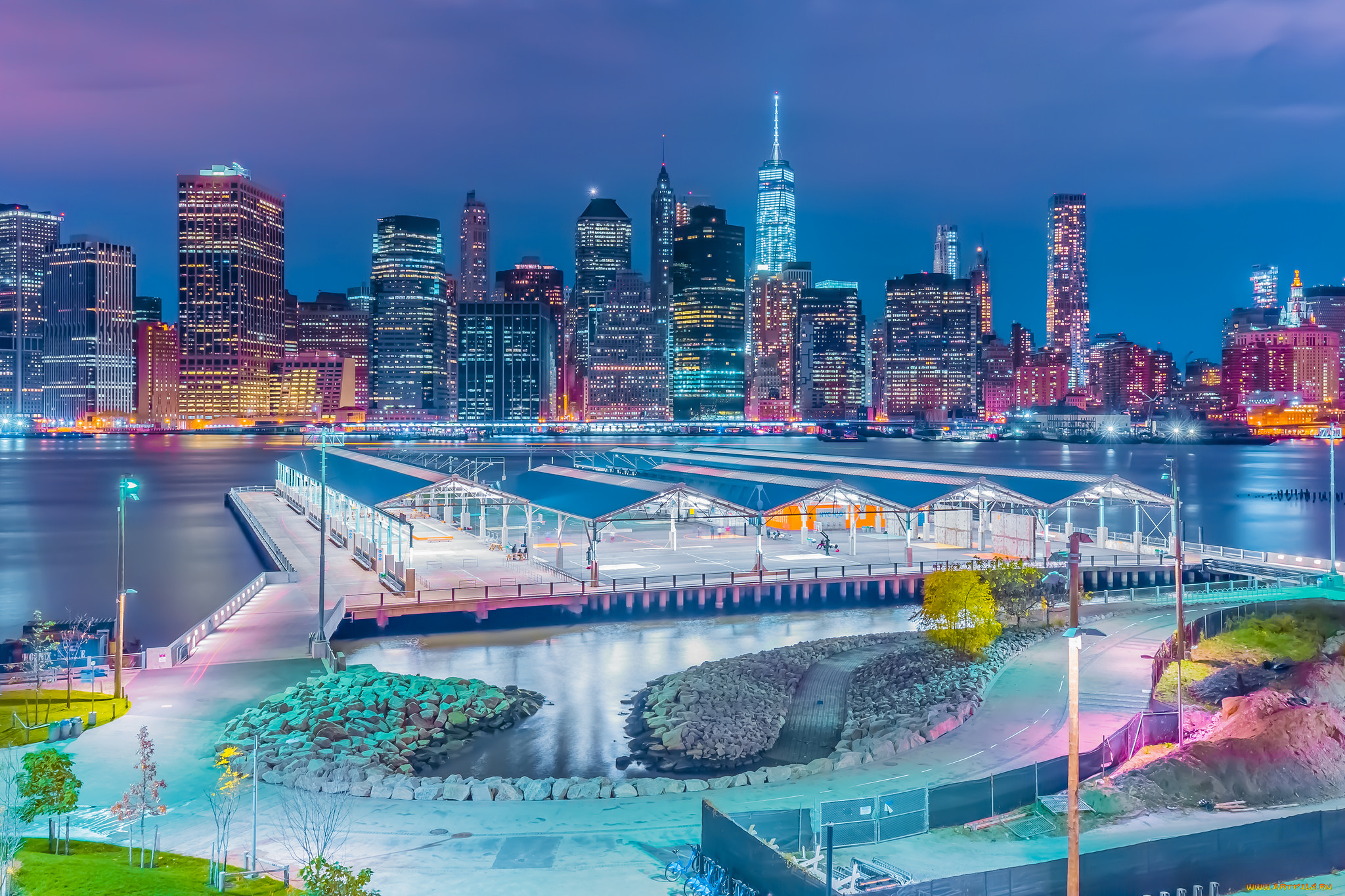 города, нью-йорк, , сша, огни, ночь