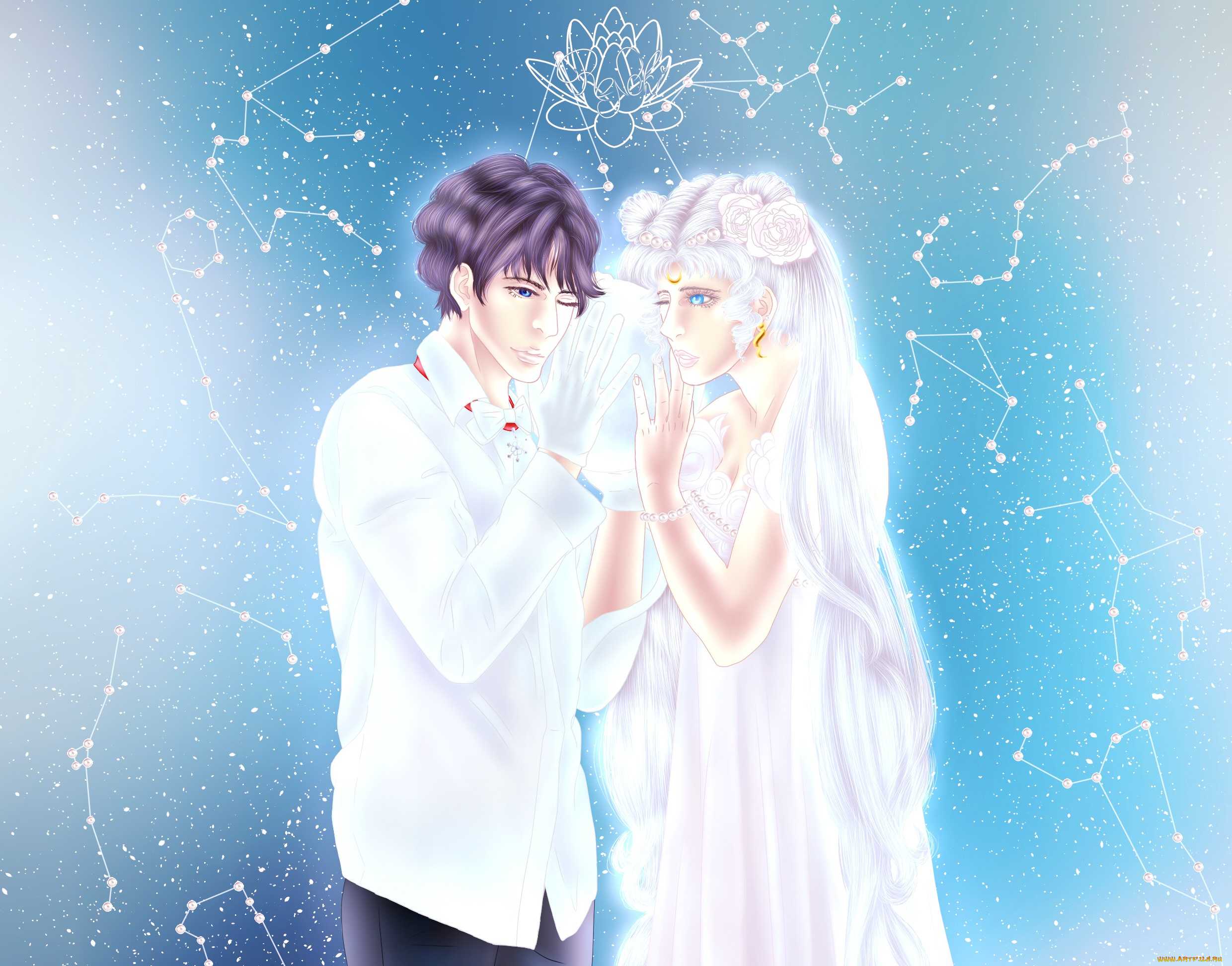 аниме, sailor, moon, двое