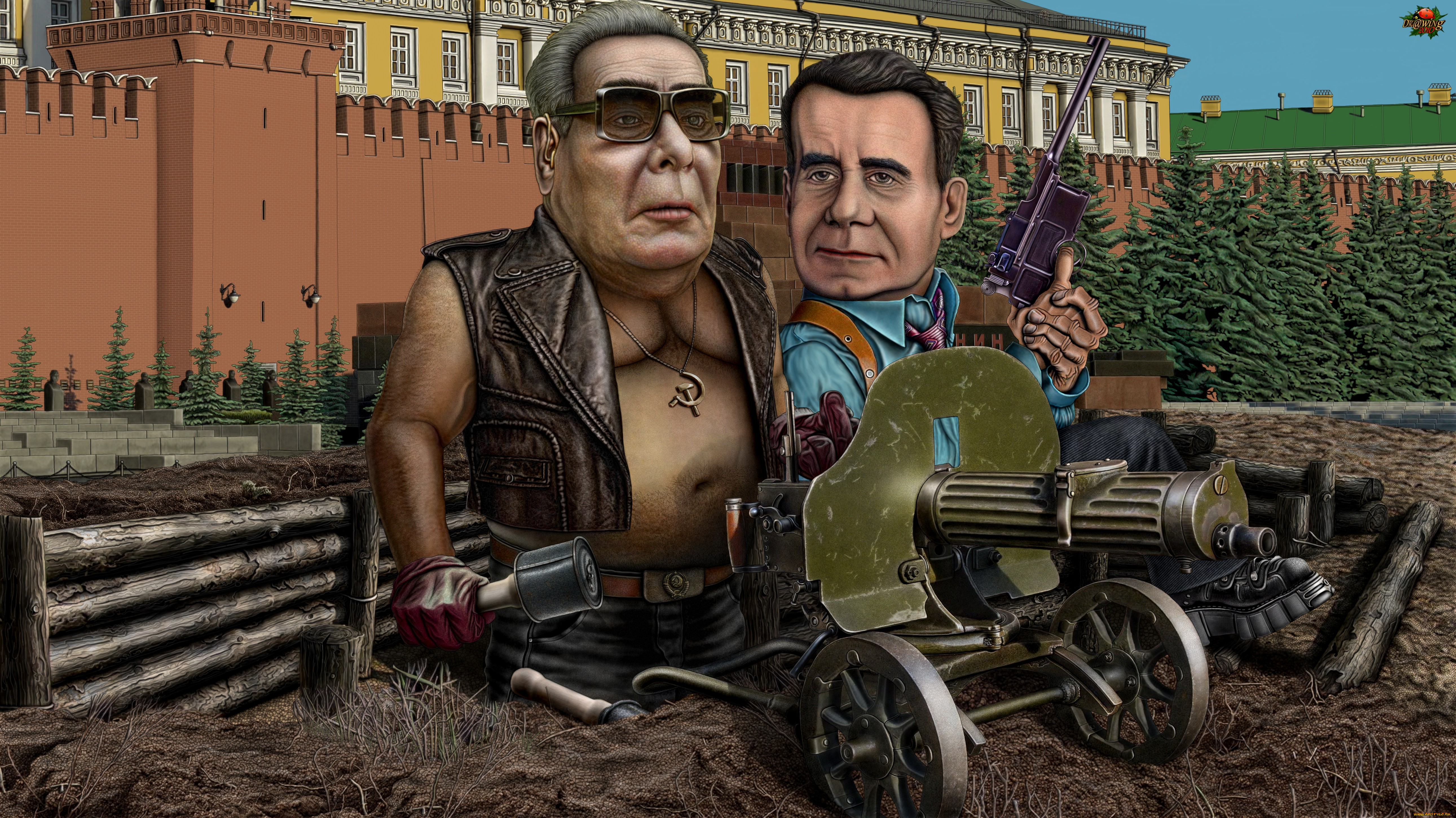 выбили, воров, юмор, и, приколы, брежнев, громыко, пулемет