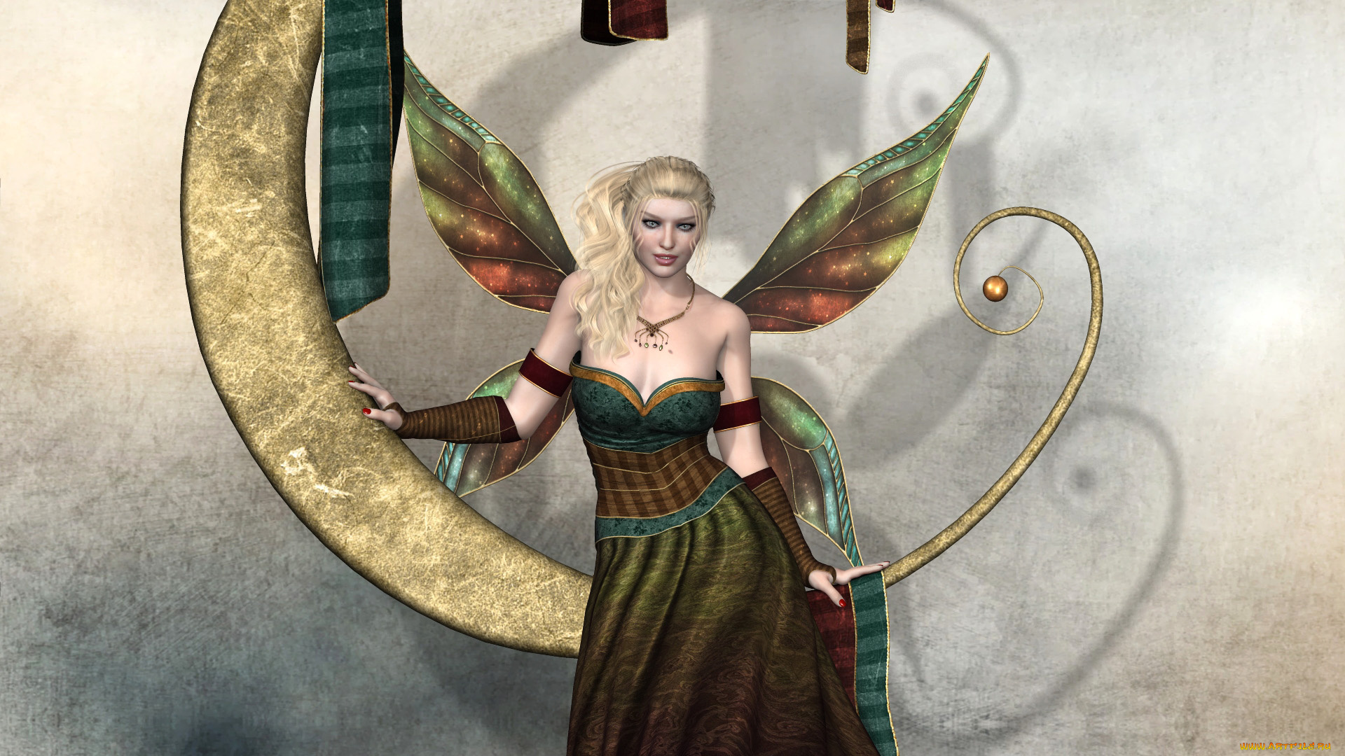 3д, графика, эльфы, , elves, фон, девушка, взгляд