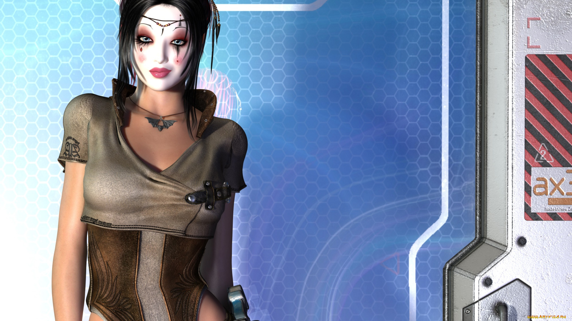 3д, графика, фантазия, , fantasy, девушка, взгляд, фон