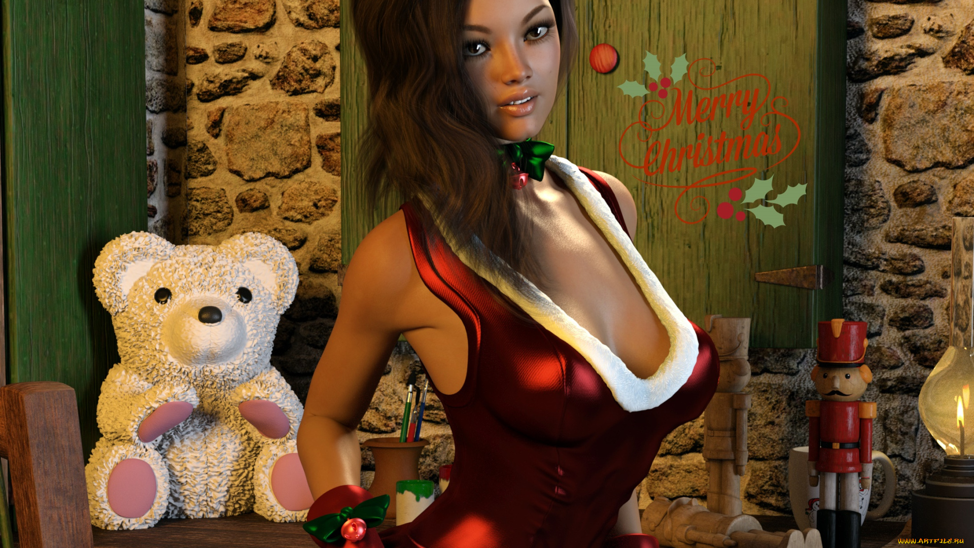 3д, графика, праздники, , holidays, девушка, взгляд, фон