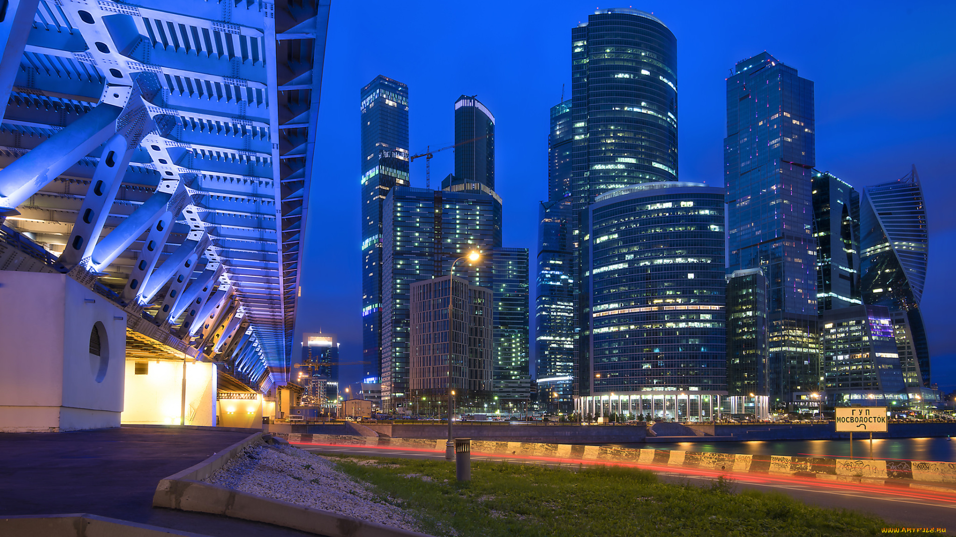 dorogomilovski, bridge, города, москва, , россия, ночь, мост, огни