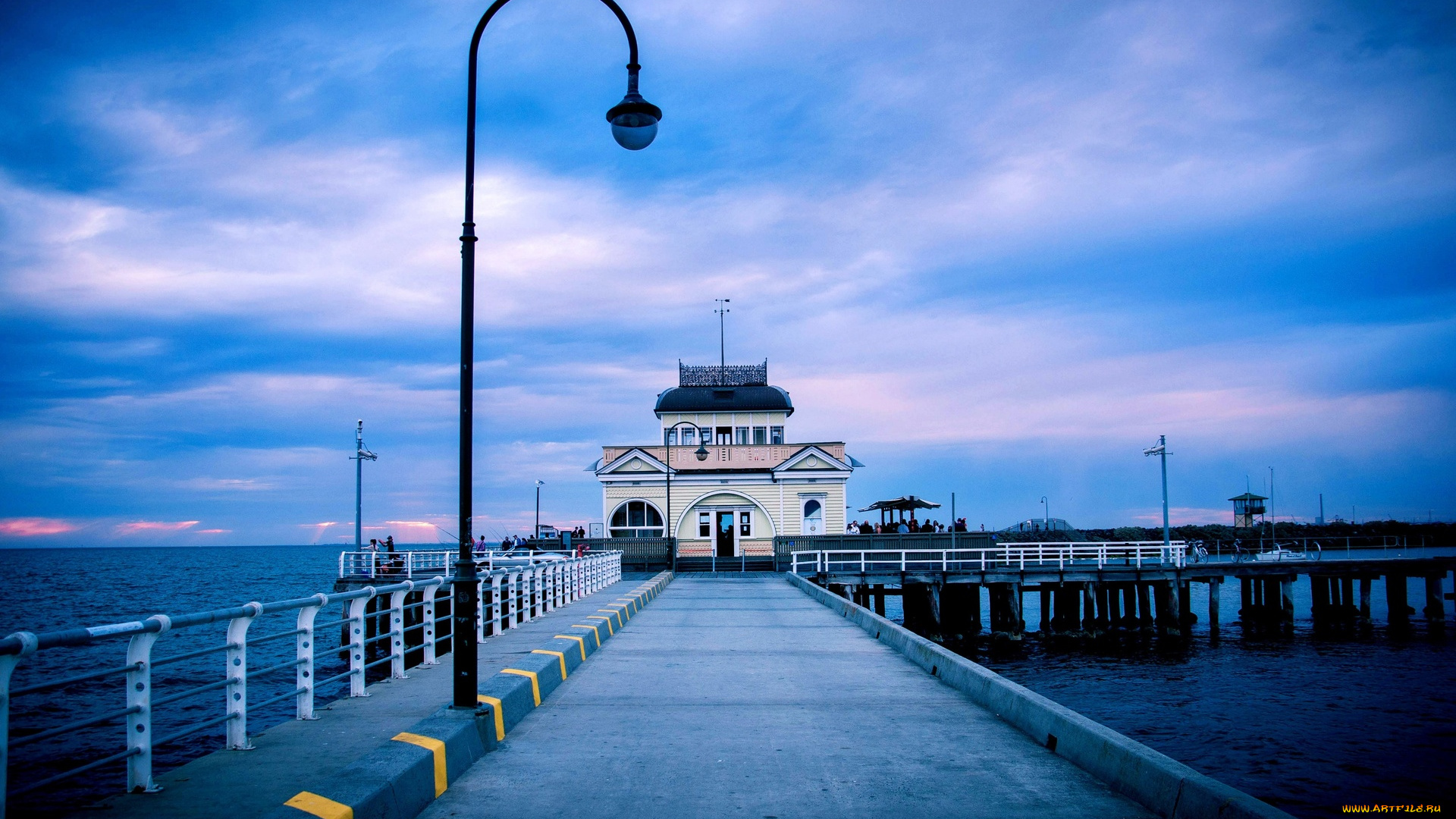 города, мельбурн, , австралия, пирс, фонари