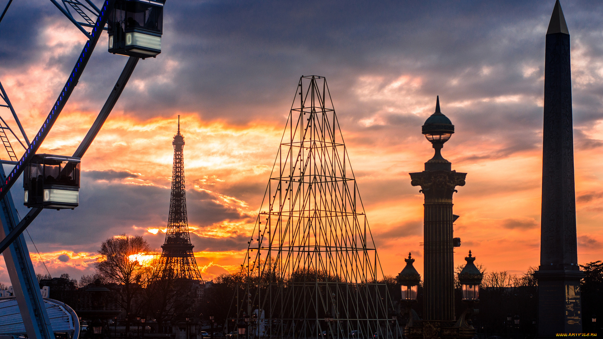 города, париж, , франция, простор