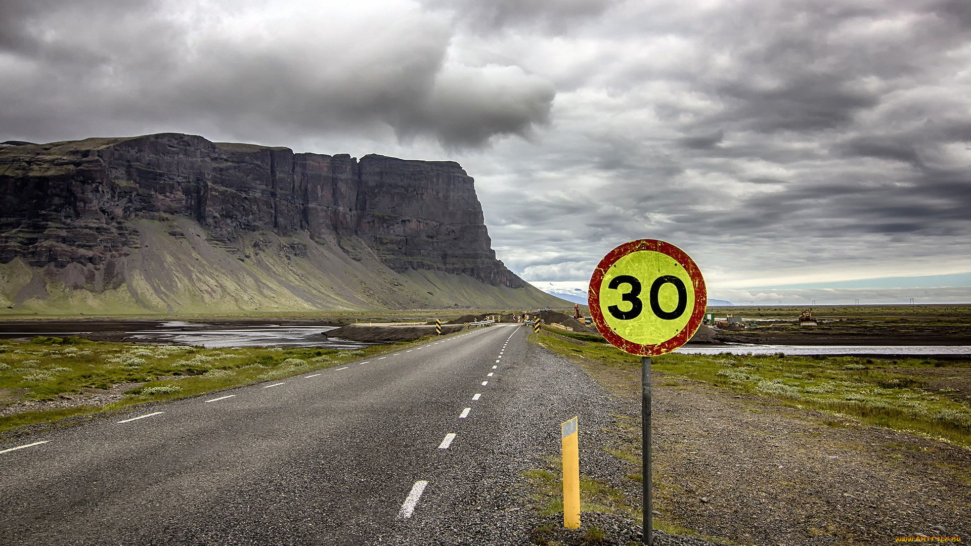 природа, дороги, горы, шоссе, указатель