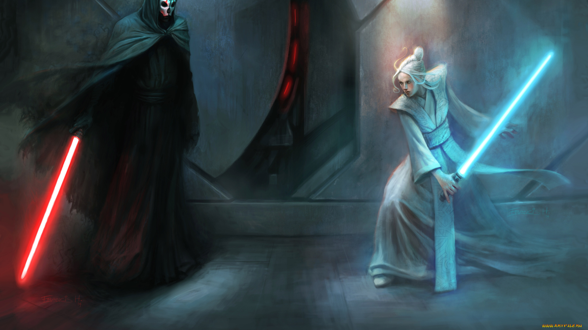 видео, игры, star, wars, , knights, of, the, old, republic, бой, ситх, девушка, джедай, мечи