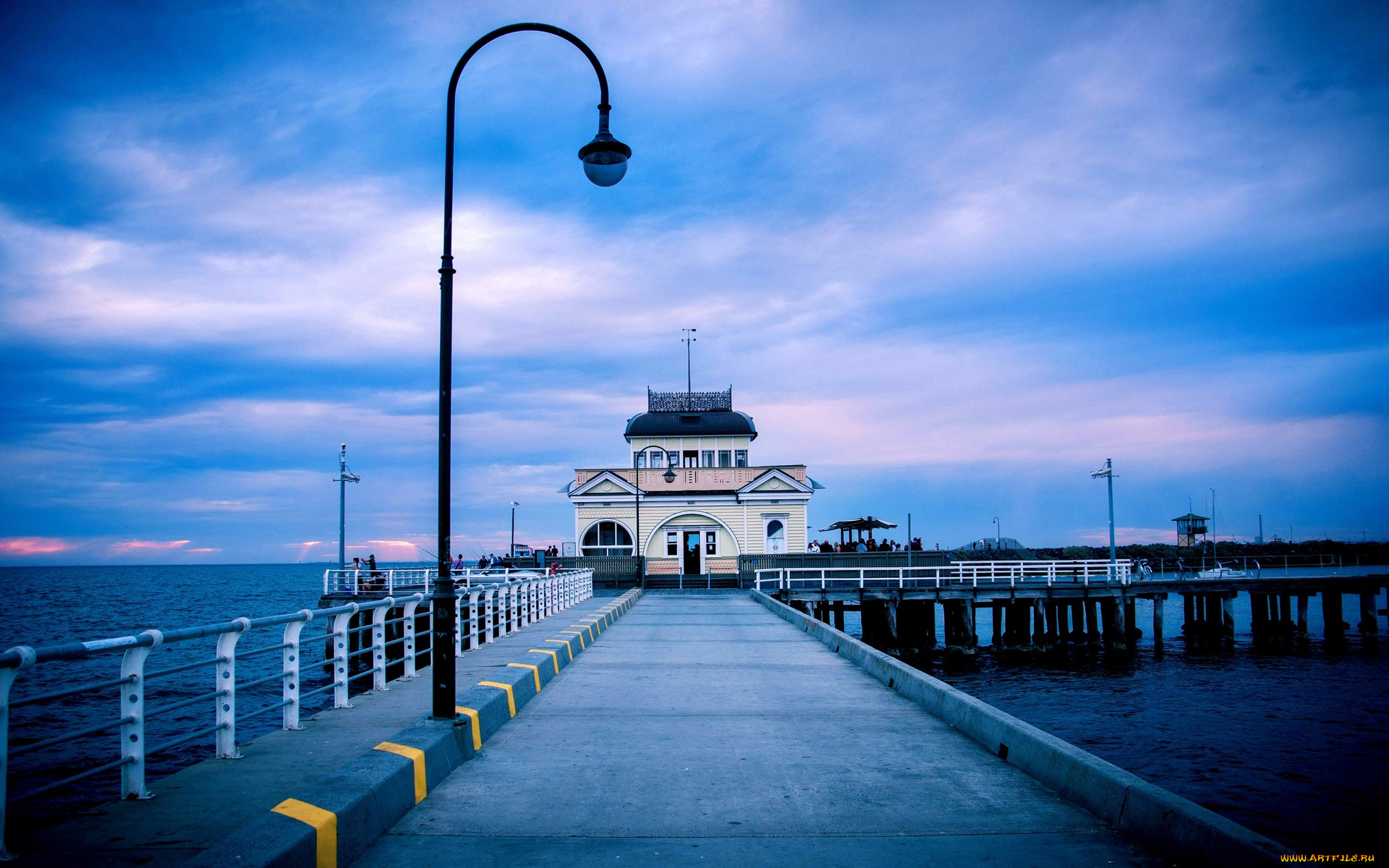 города, мельбурн, , австралия, пирс, фонари
