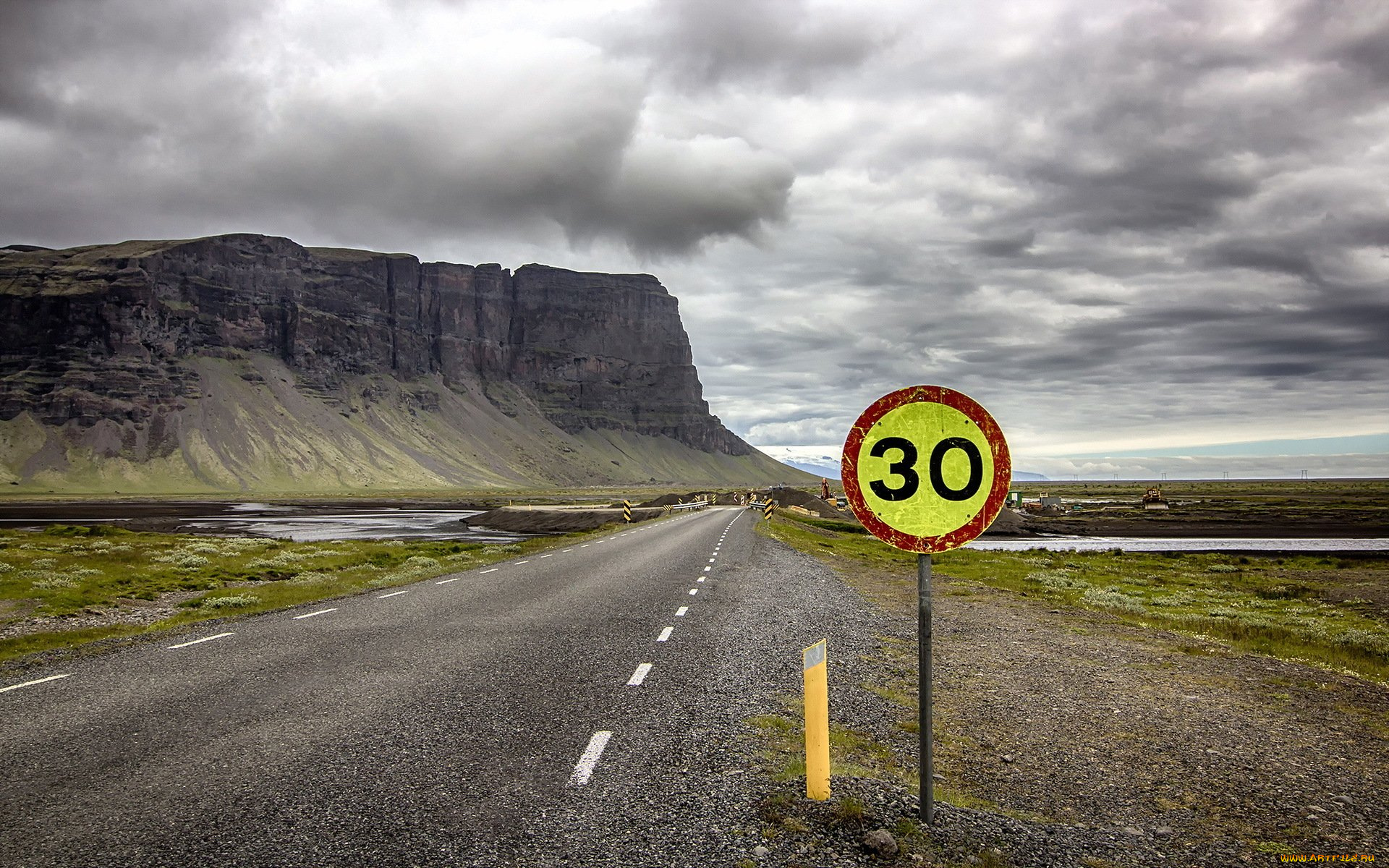 природа, дороги, горы, шоссе, указатель