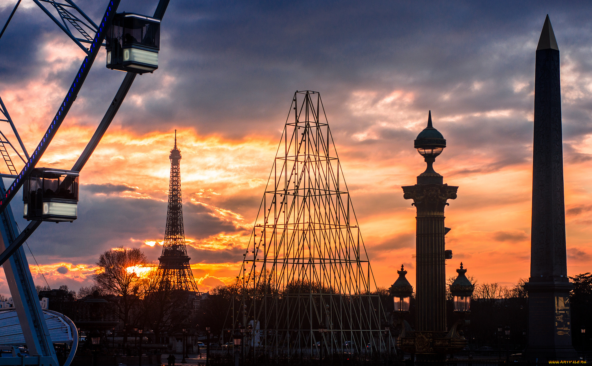 города, париж, , франция, простор