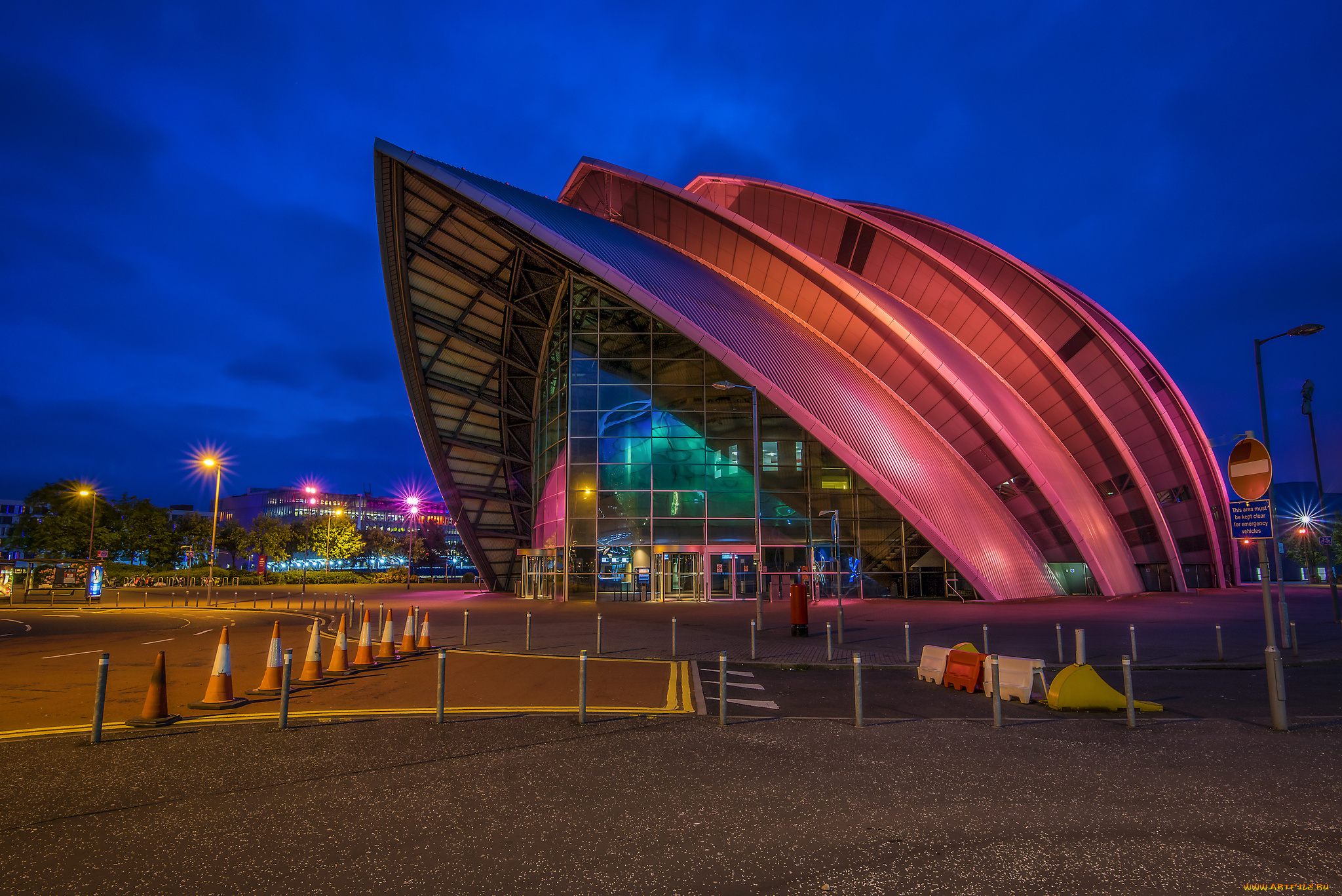 glasgow, , scotland, города, -, памятники, , скульптуры, , арт-объекты, ночь, огни