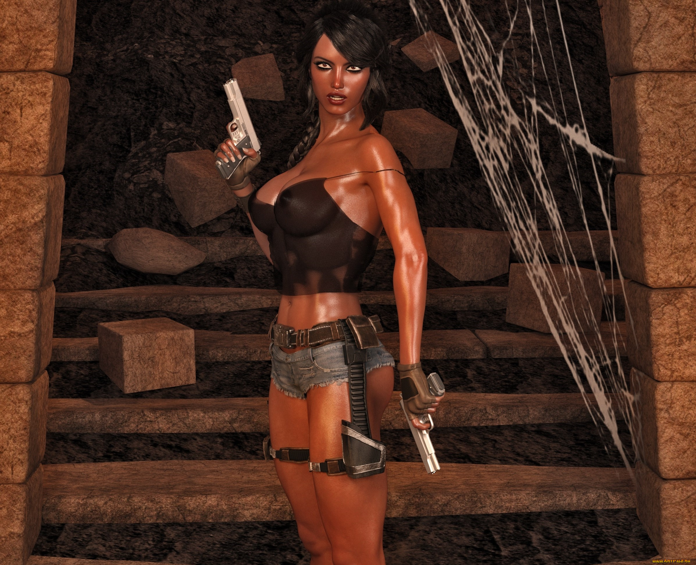 3д, графика, фантазия, , fantasy, фон, взгляд, девушка, оружие