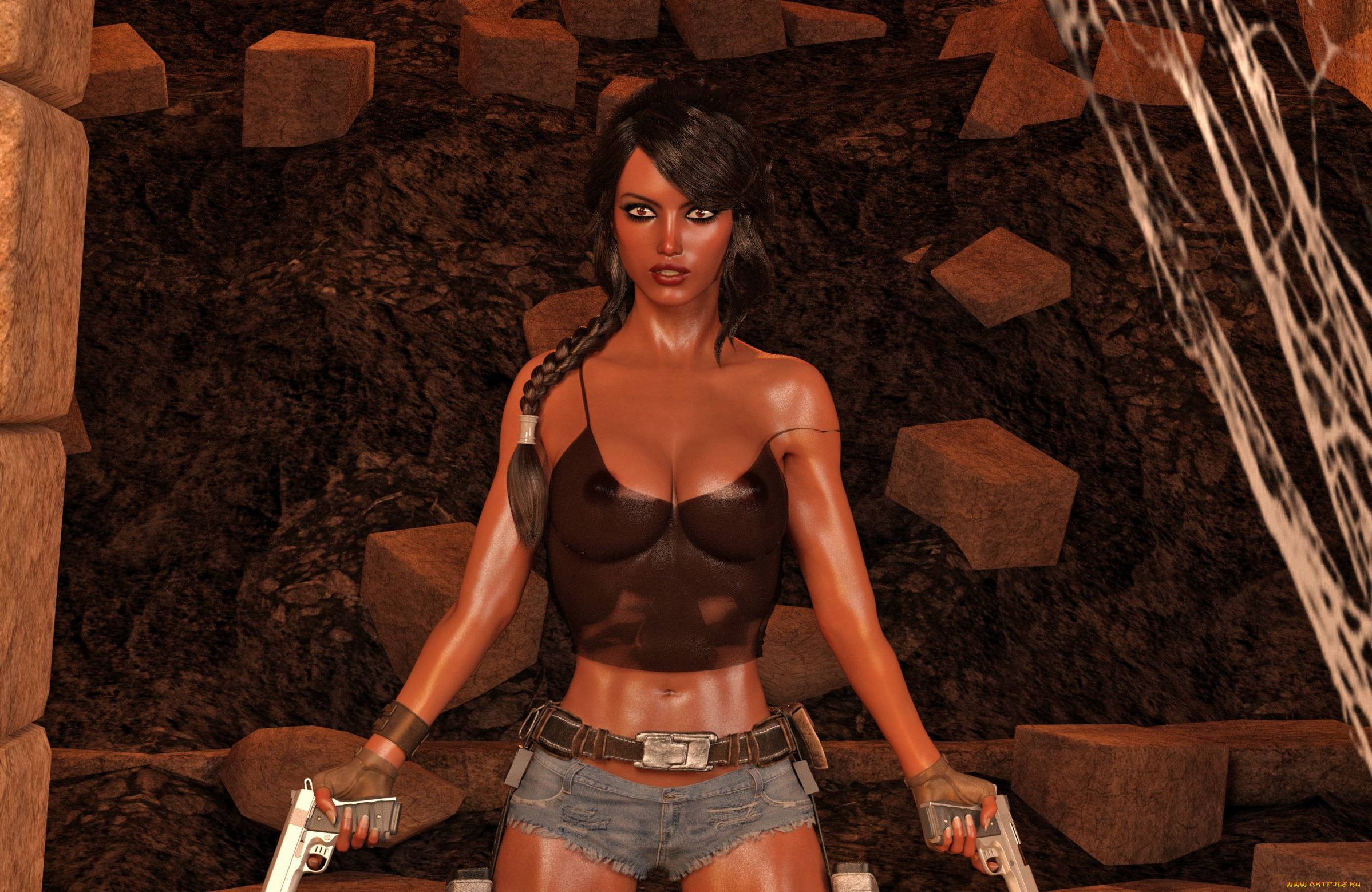 3д, графика, фантазия, , fantasy, девушка, оружие, фон, взгляд