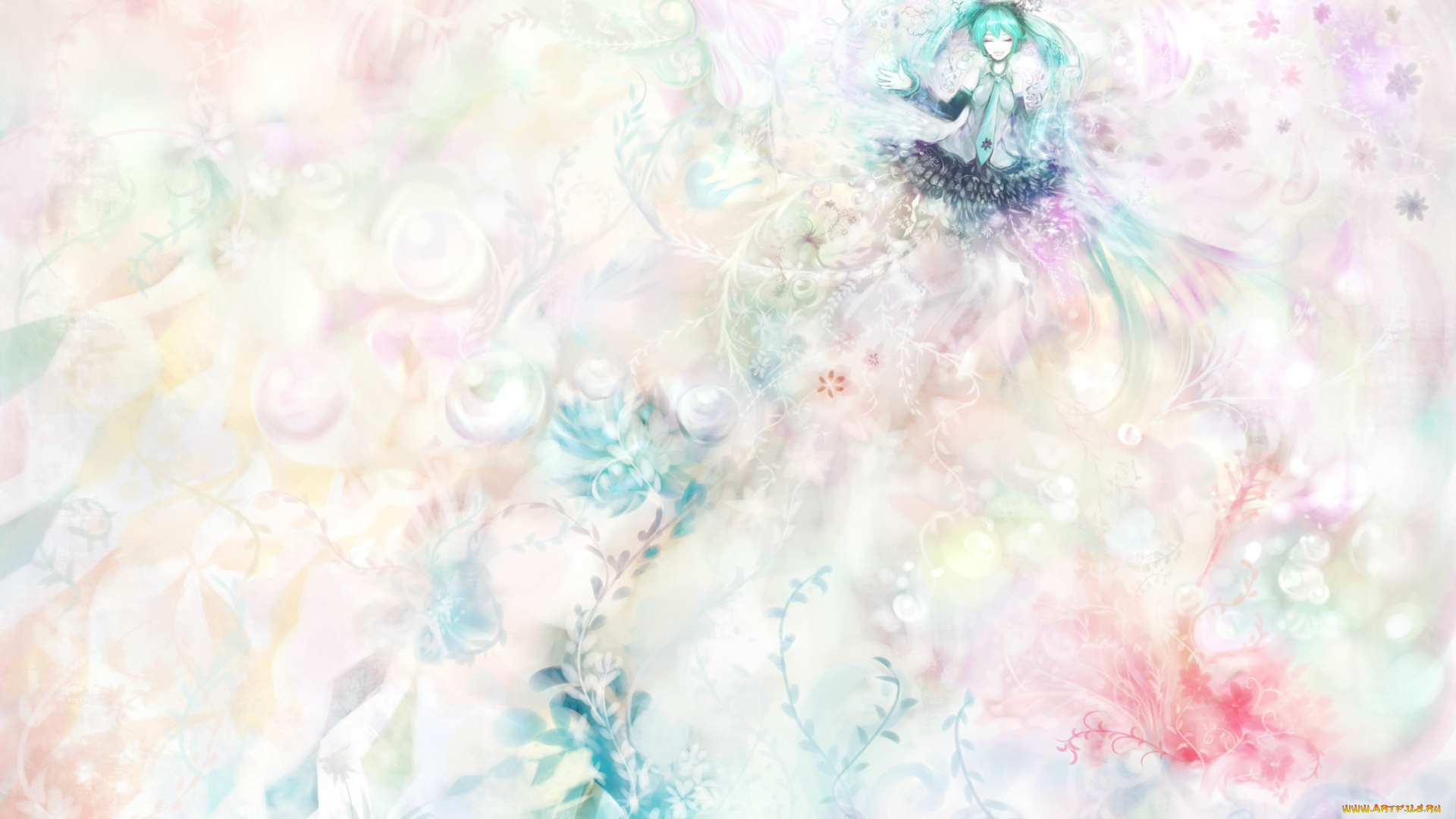 аниме, vocaloid, цветы, девушка, галстук