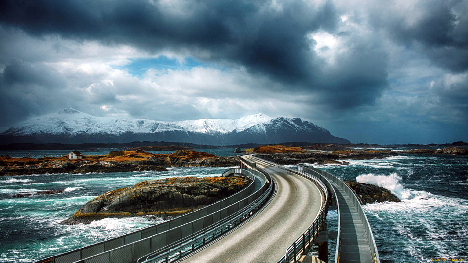 atlantic, ocean, road, norway, природа, дороги, atlantic, ocean, road