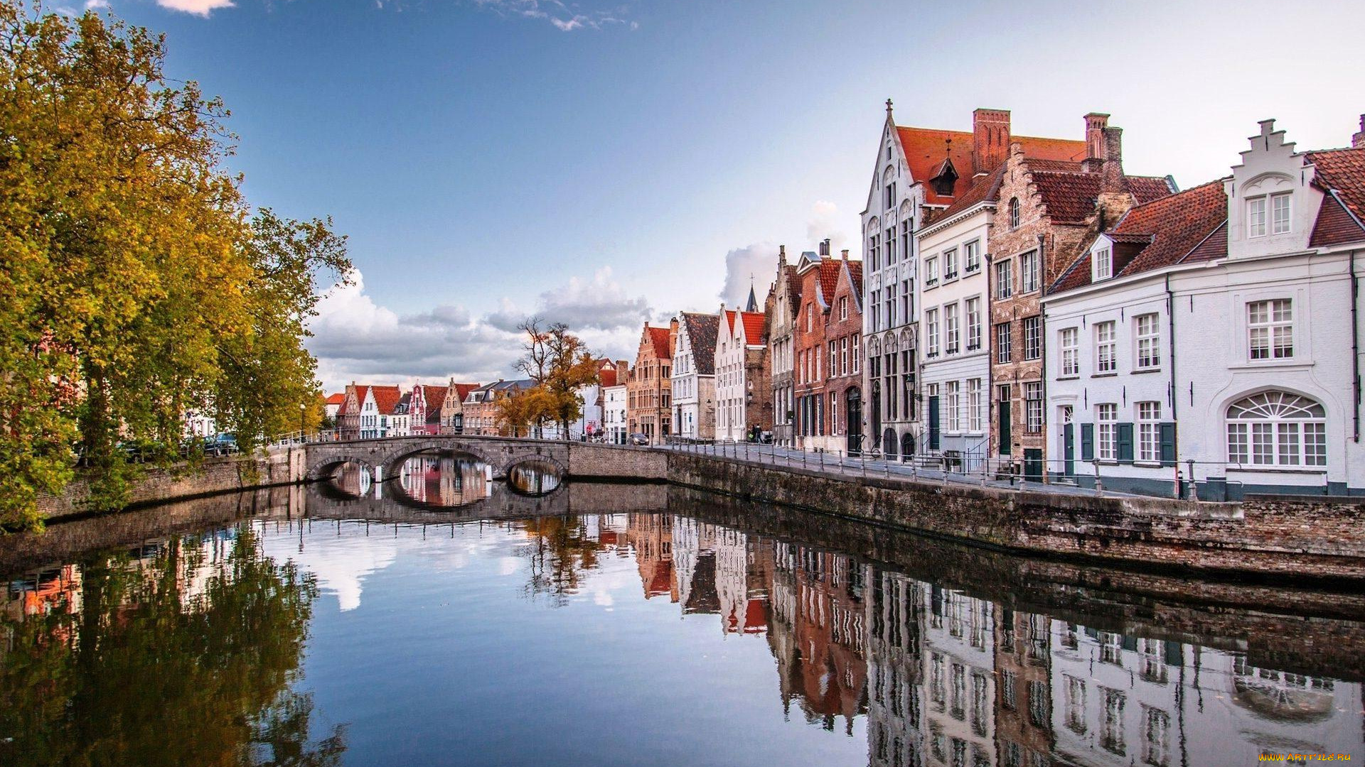 города, брюссель, , бельгия, мост, канал