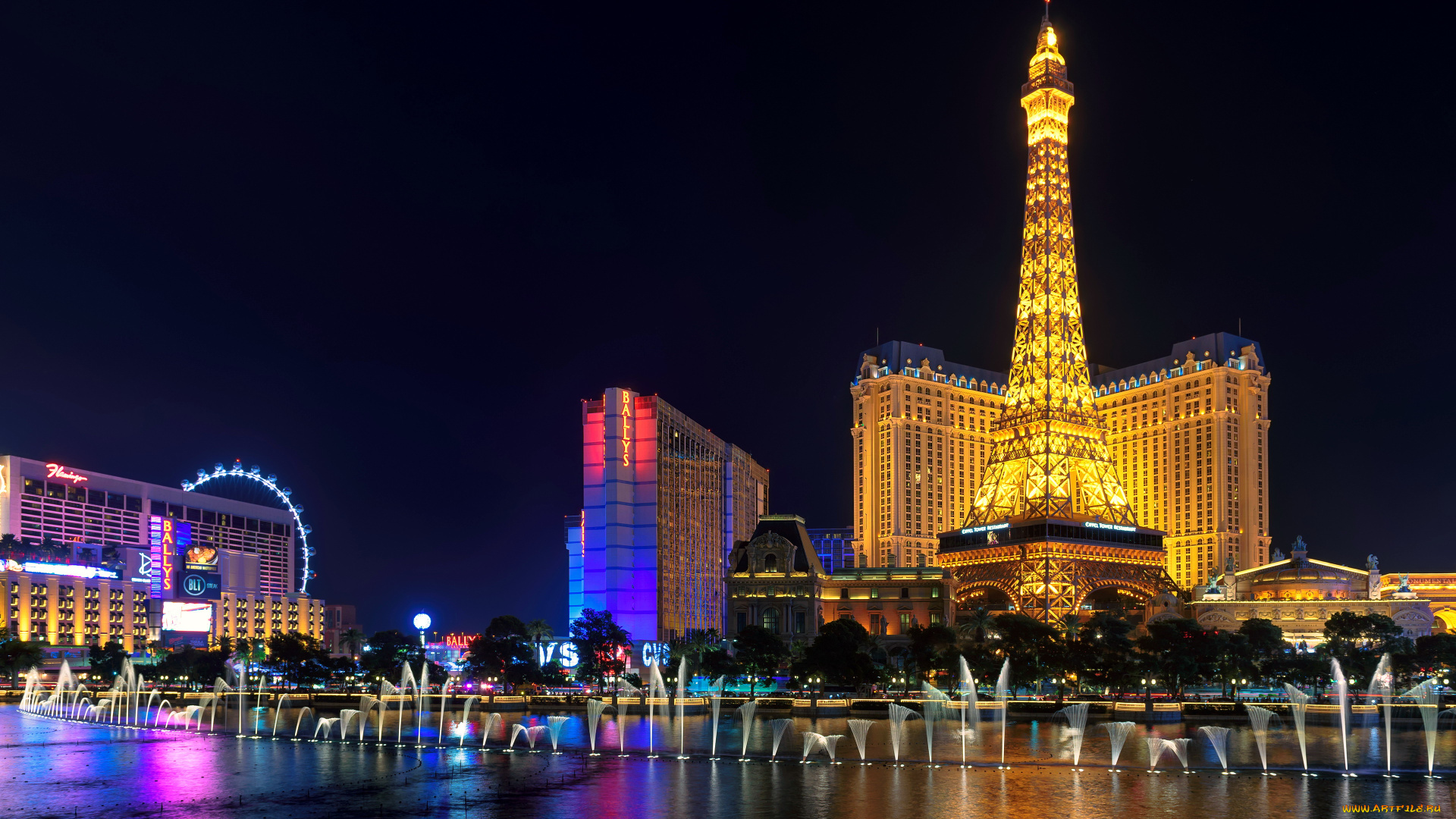 города, лас-вегас, , сша, фонтаны