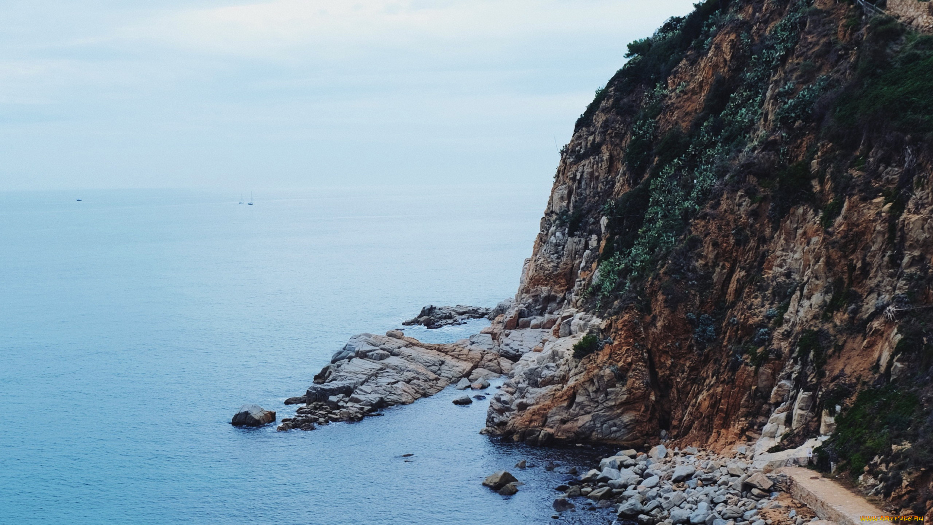 природа, побережье, скалы