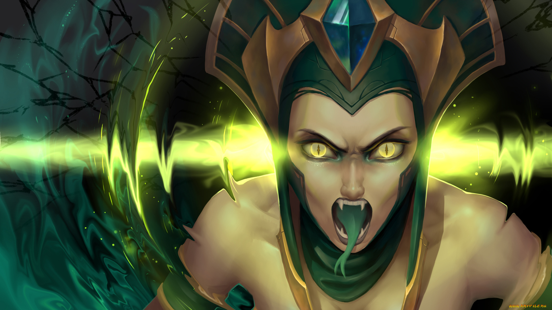 видео, игры, league, of, legends, взгляд, фон, девушка, язык, существо