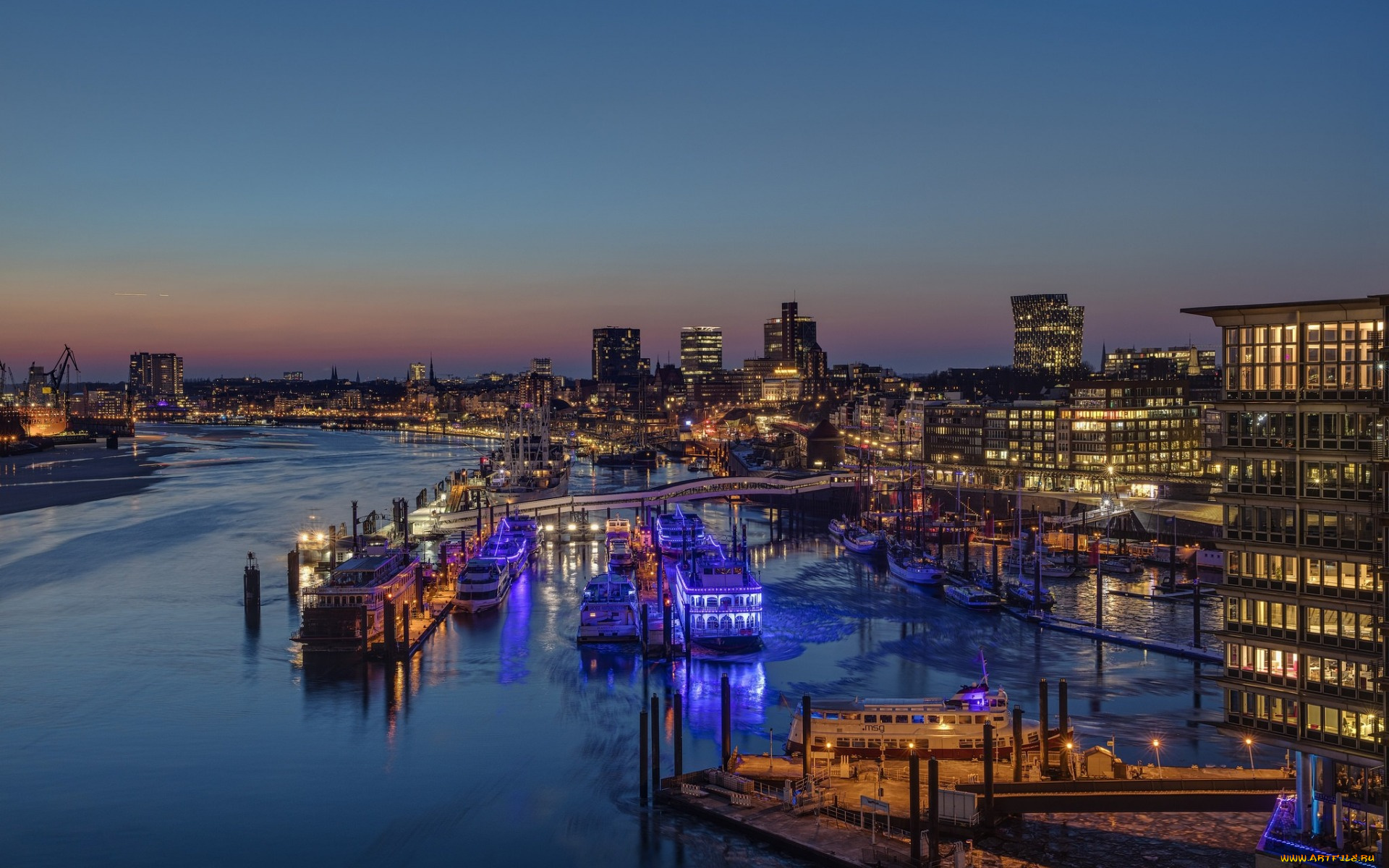 города, гамбург, , германия, панорама