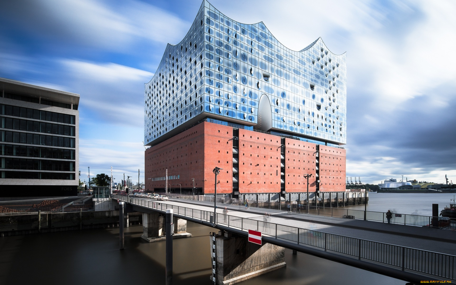 города, гамбург, , германия, река, мост